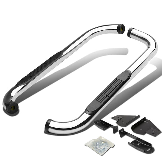 ESTRIBOS 3" - ROUND - 90 DEG - 09-10 RAM 1500 / 2010 DODGE RAM 2500, 3500 / 11-15 RAM 1500, 2500, 3500 - REGULAR CAB - SILVER