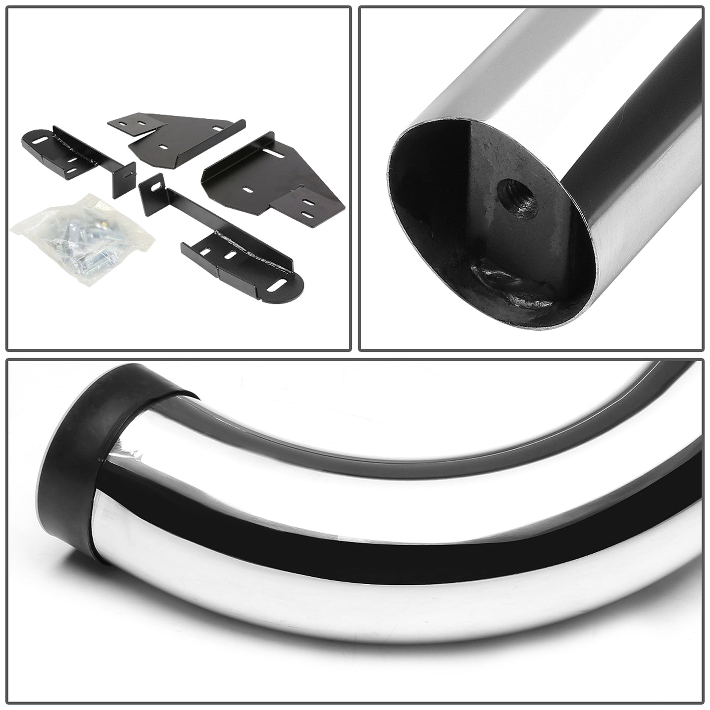 ESTRIBOS 3" - ROUND - 90 DEG - 09-10 RAM 1500 / 2010 DODGE RAM 2500, 3500 / 11-15 RAM 1500, 2500, 3500 - REGULAR CAB - SILVER