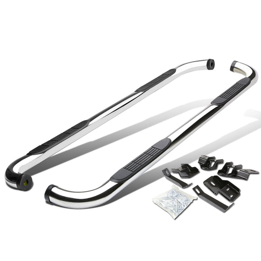 ESTRIBOS 3" - ROUND - 90 DEG - 09-10 RAM 1500 / 2010 DODGE RAM 2500, 3500 / 11-15 RAM 1500, 2500, 3500 - CREW CAB - SILVER