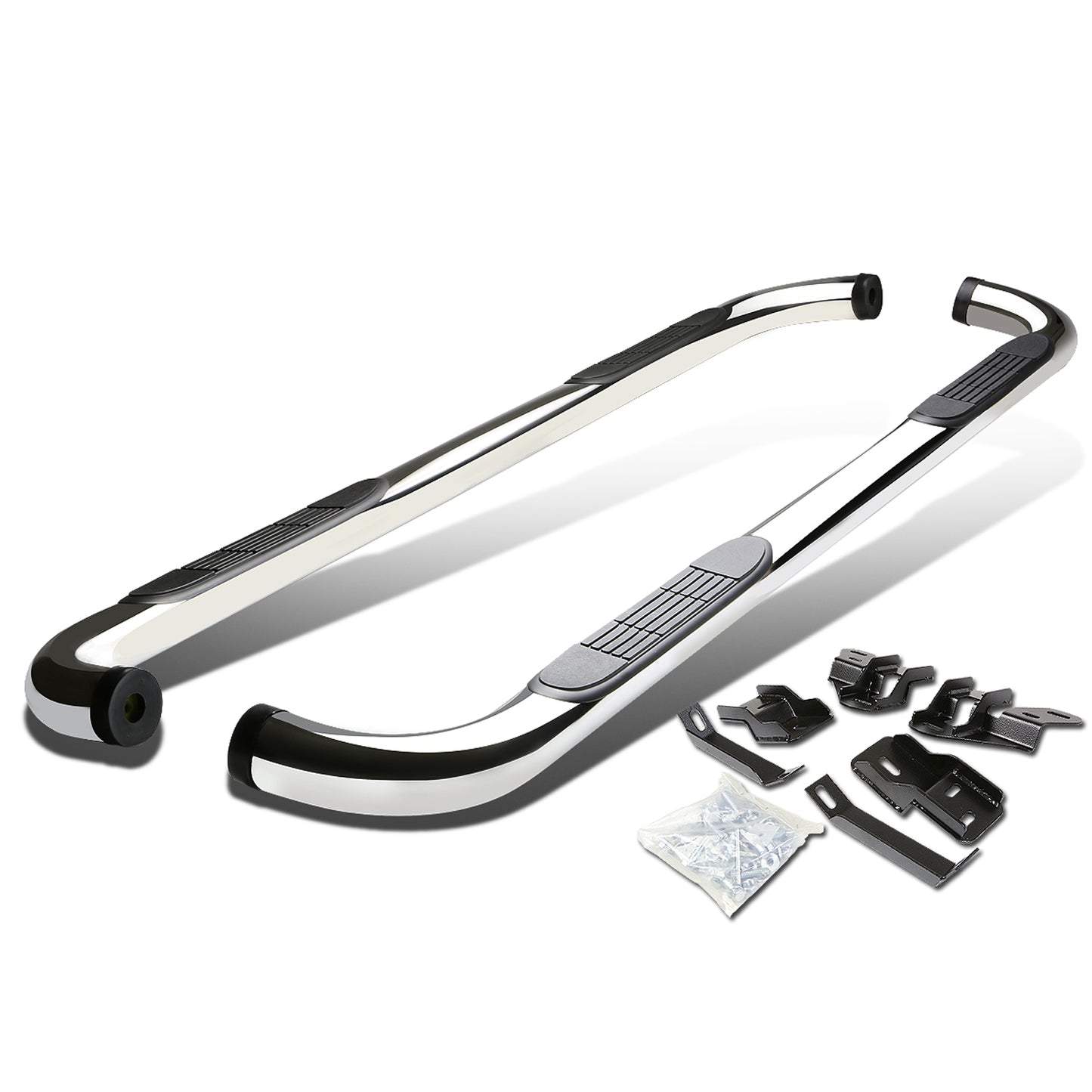 ESTRIBOS 3" - ROUND - 90 DEG - 09-10 RAM 1500 / 2010 DODGE RAM 2500, 3500 / 11-15 RAM 1500, 2500, 3500 - CREW CAB - SILVER