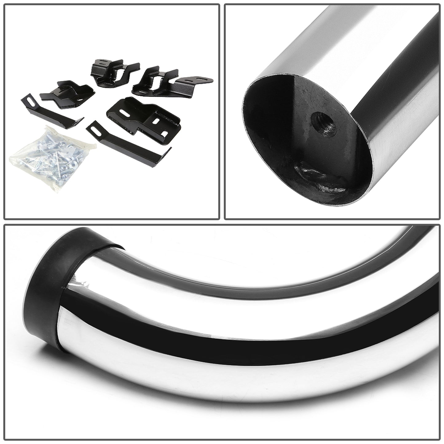 ESTRIBOS 3" - ROUND - 90 DEG - 09-10 RAM 1500 / 2010 DODGE RAM 2500, 3500 / 11-15 RAM 1500, 2500, 3500 - CREW CAB - SILVER