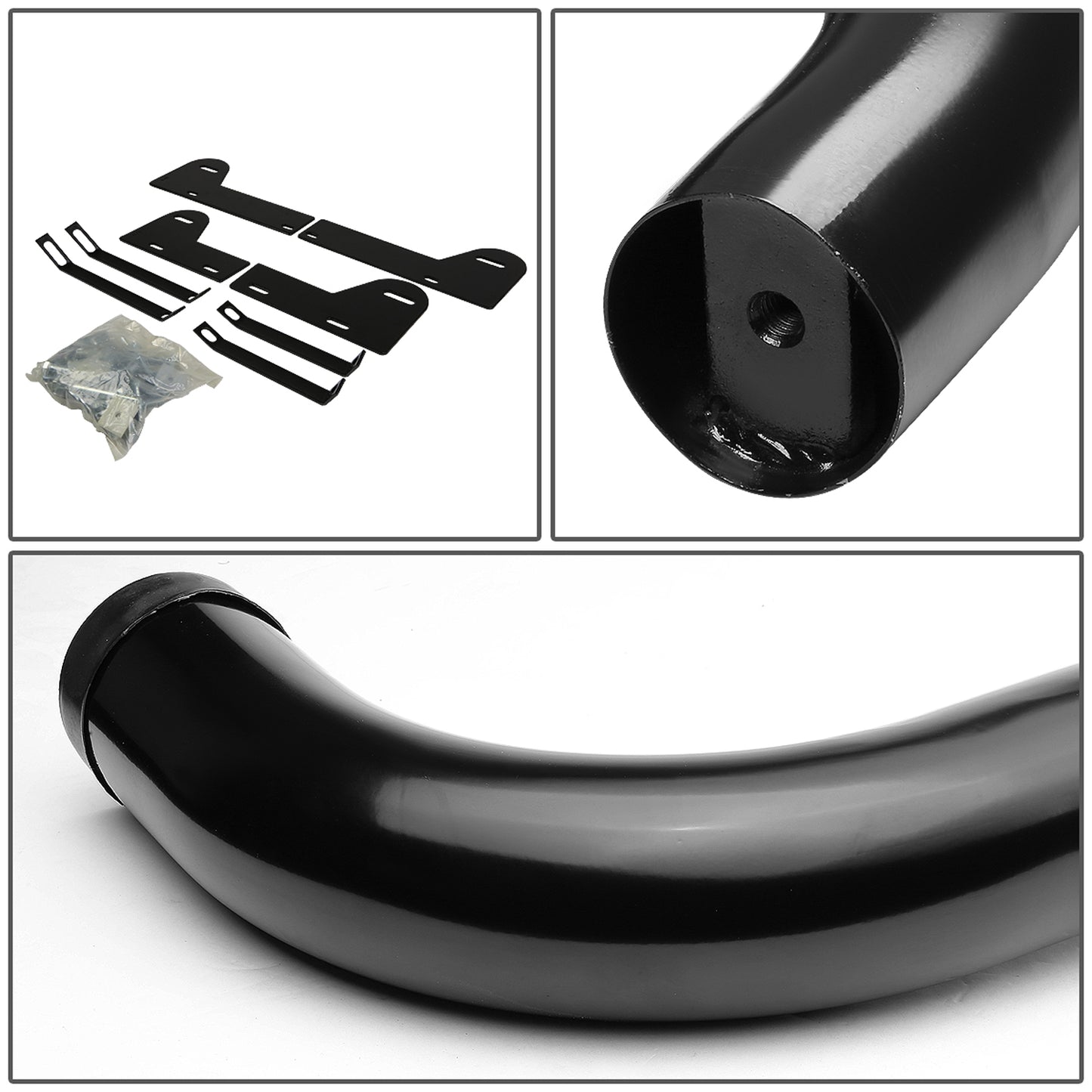 ESTRIBOS 3" - ROUND - 90 DEG - 02-08 DODGE RAM 1500 / 03-08 DODGE RAM 2500, 3500 - QUAD CAB - BLACK