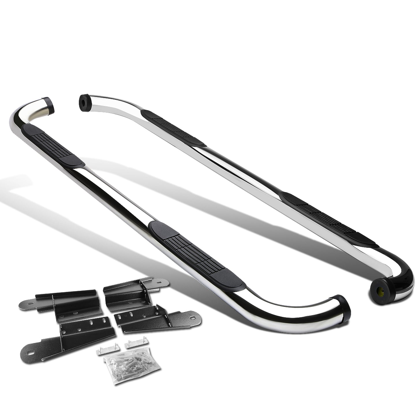 ESTRIBOS 3" - ROUND - 90 DEG - 04-08 FORD F-150 - EXTENDED CAB - SILVER