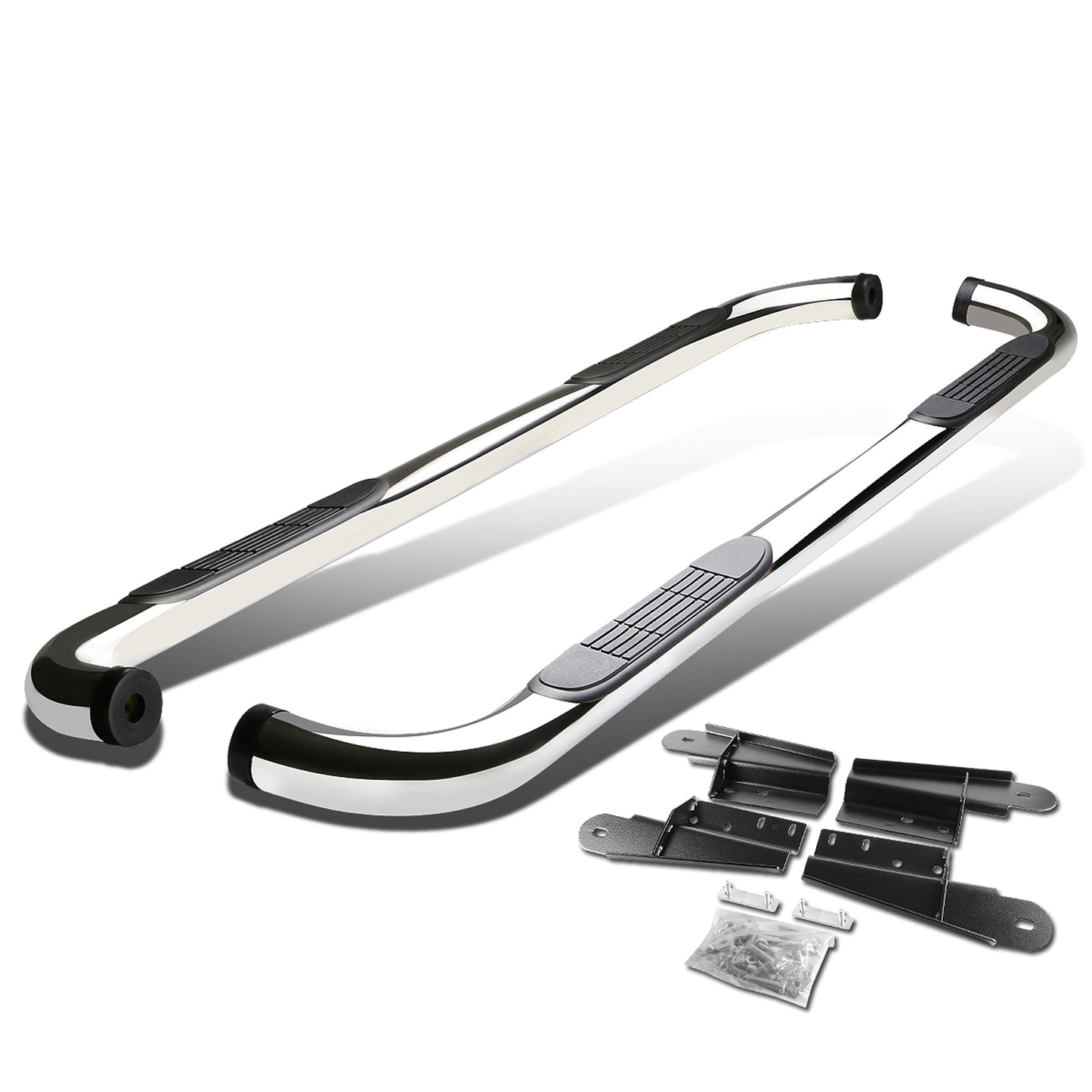 ESTRIBOS 3" - ROUND - 90 DEG - 04-08 FORD F-150 - EXTENDED CAB - SILVER