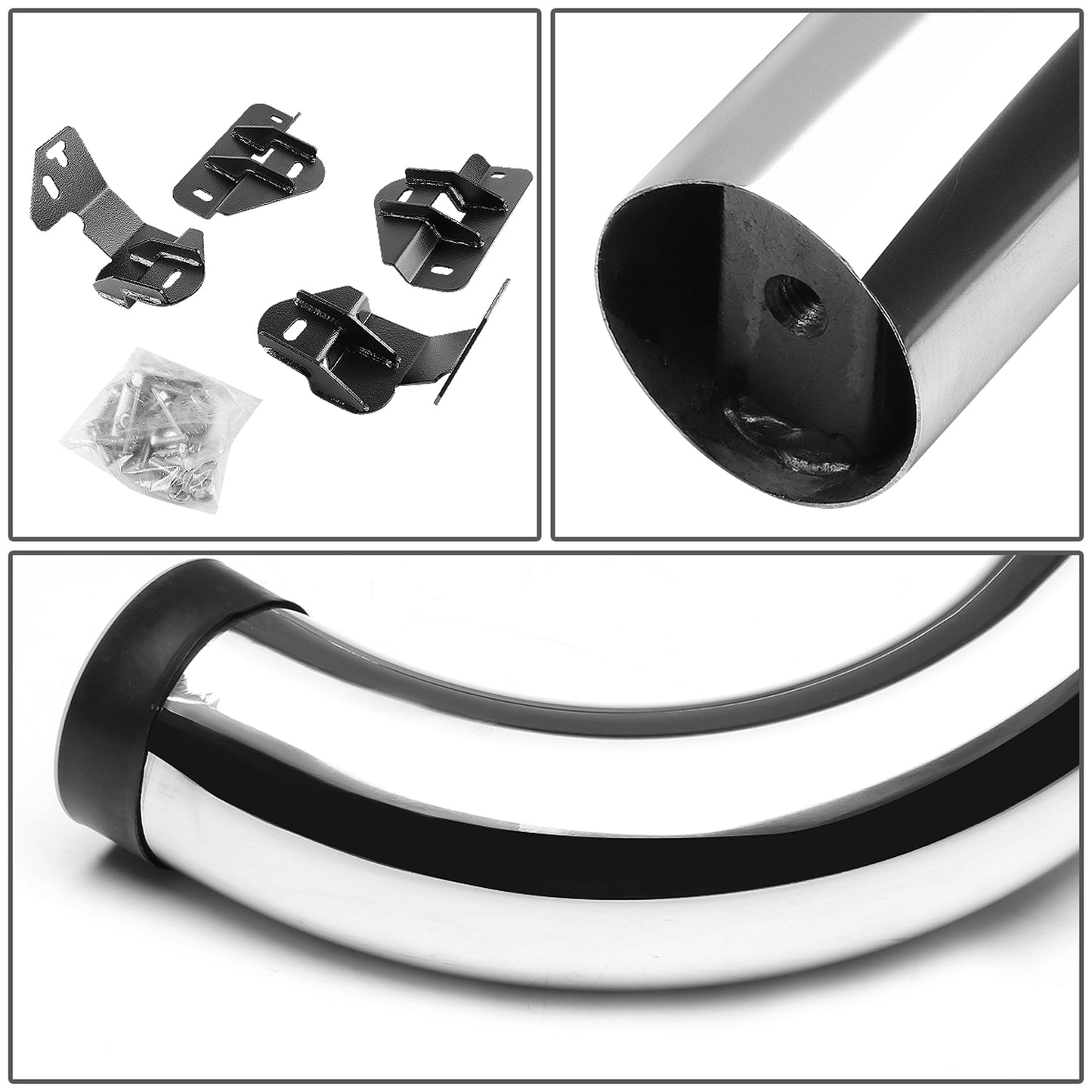 ESTRIBOS 3" - ROUND - 90 DEG - 09-14 FORD F-150 - REGULAR CAB - SILVER