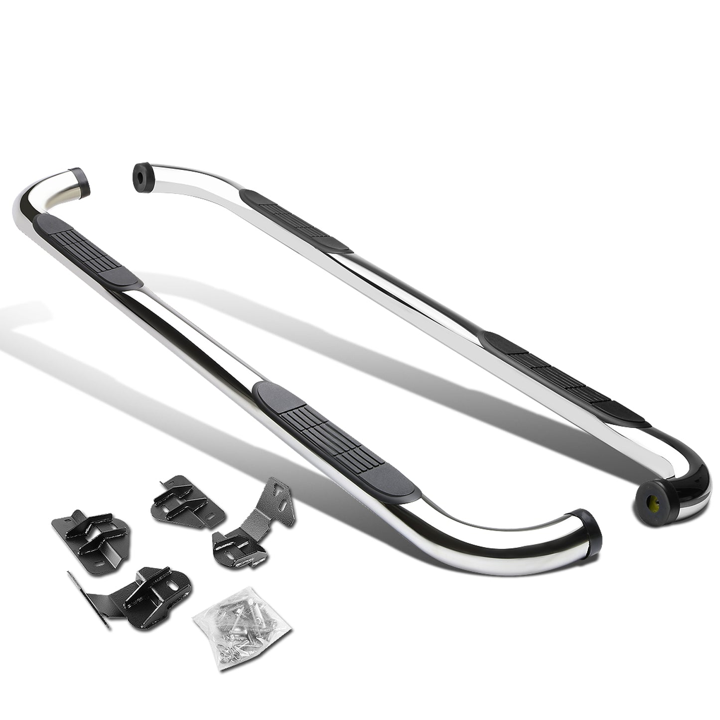 ESTRIBOS 3" - ROUND - 90 DEG - 09-14 FORD F-150 - SUPER CAB - SILVER
