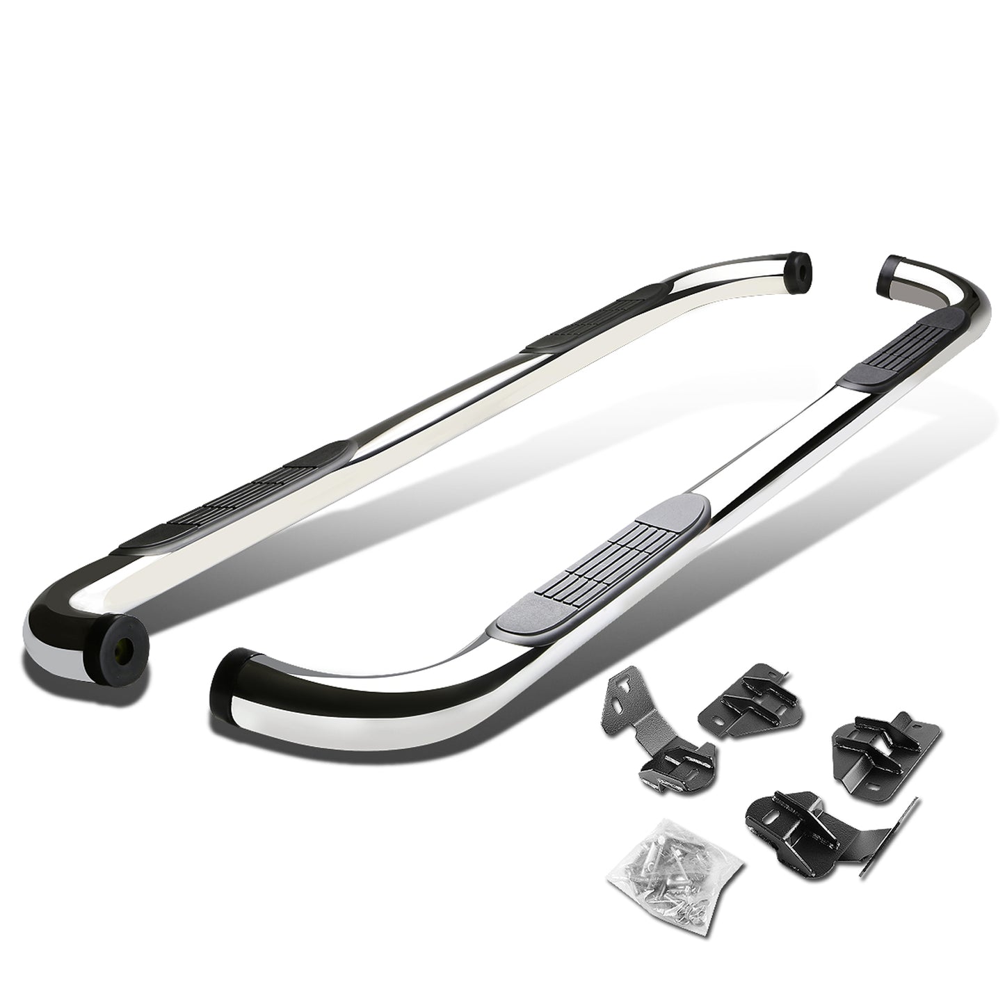 ESTRIBOS 3" - ROUND - 90 DEG - 09-14 FORD F-150 - SUPER CAB - SILVER