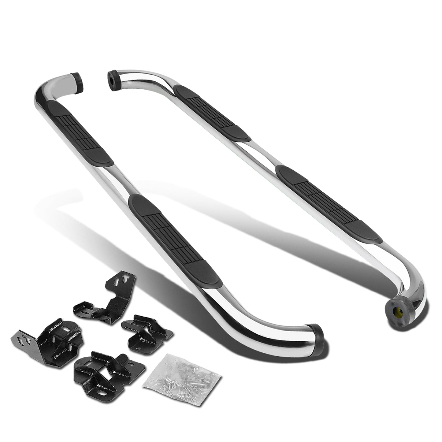 ESTRIBOS 3" - ROUND - 90 DEG - 09-14 FORD F-150 - SUPER CREW - SILVER