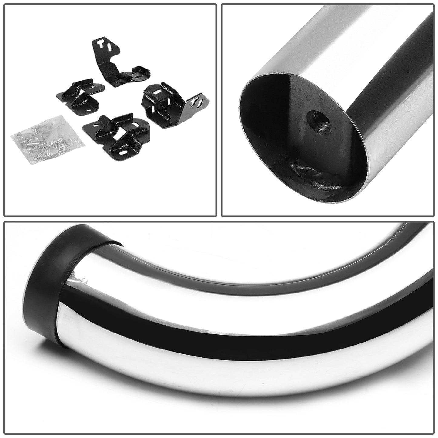 ESTRIBOS 3" - ROUND - 90 DEG - 09-14 FORD F-150 - SUPER CREW - SILVER