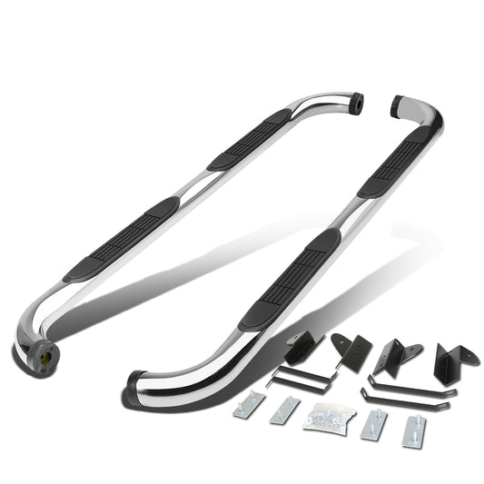 ESTRIBOS 3" - ROUND - 90 DEG - 01-03 FORD F-150 - SUPER CREW - SILVER