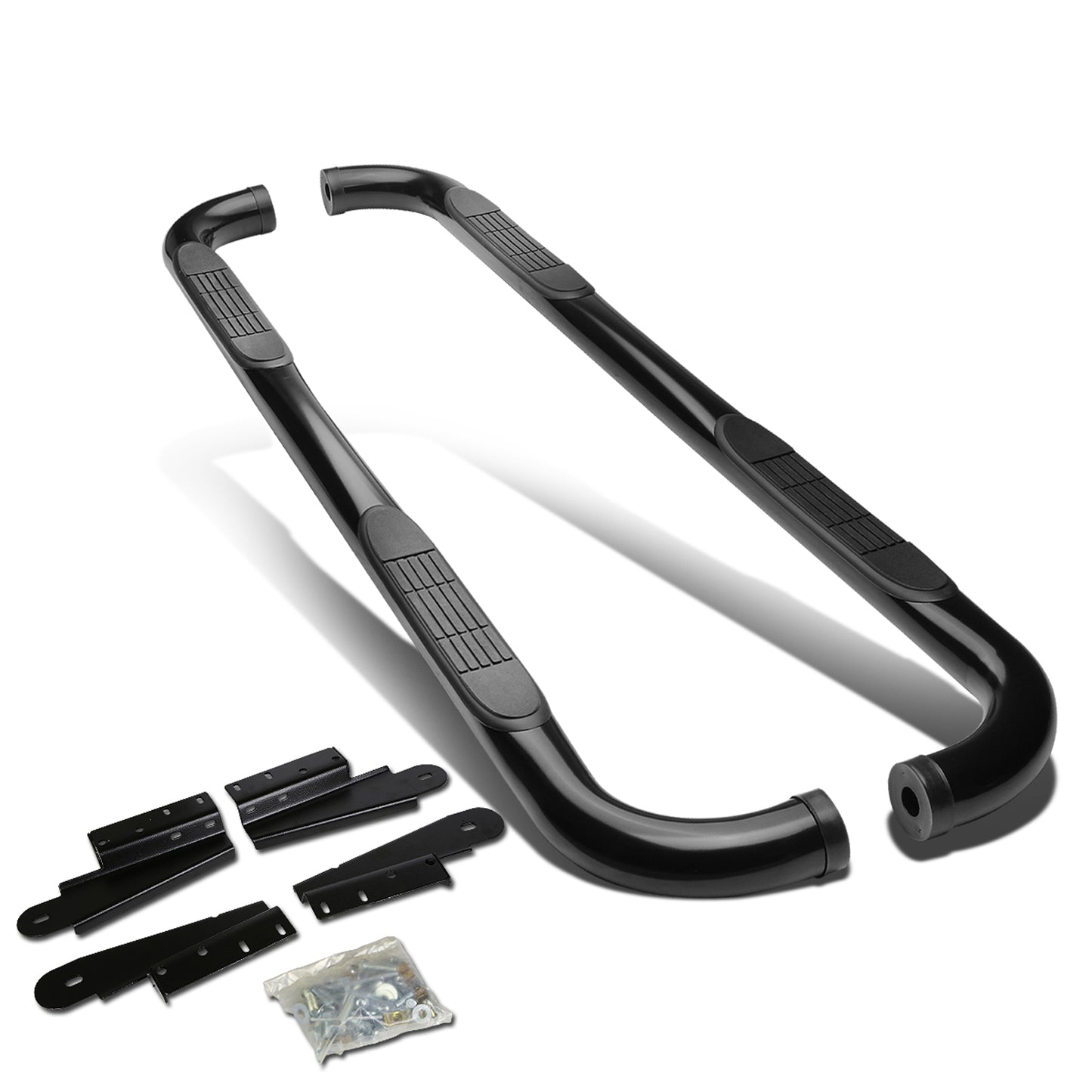 ESTRIBOS 3" - ROUND - 90 DEG - 04-08 FORD F-150 / 06-08 LINCOLN MARK LT - SUPER CREW - BLACK