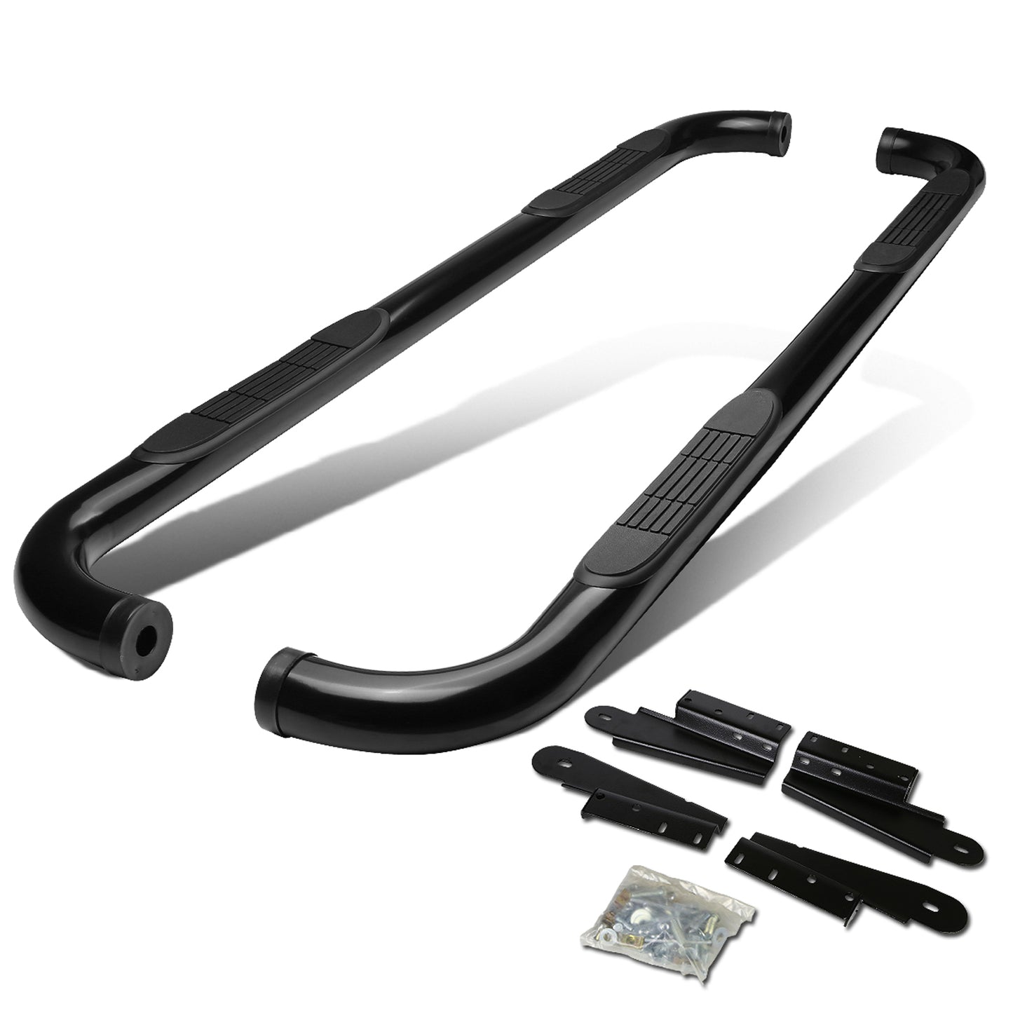 ESTRIBOS 3" - ROUND - 90 DEG - 04-08 FORD F-150 / 06-08 LINCOLN MARK LT - SUPER CREW - BLACK