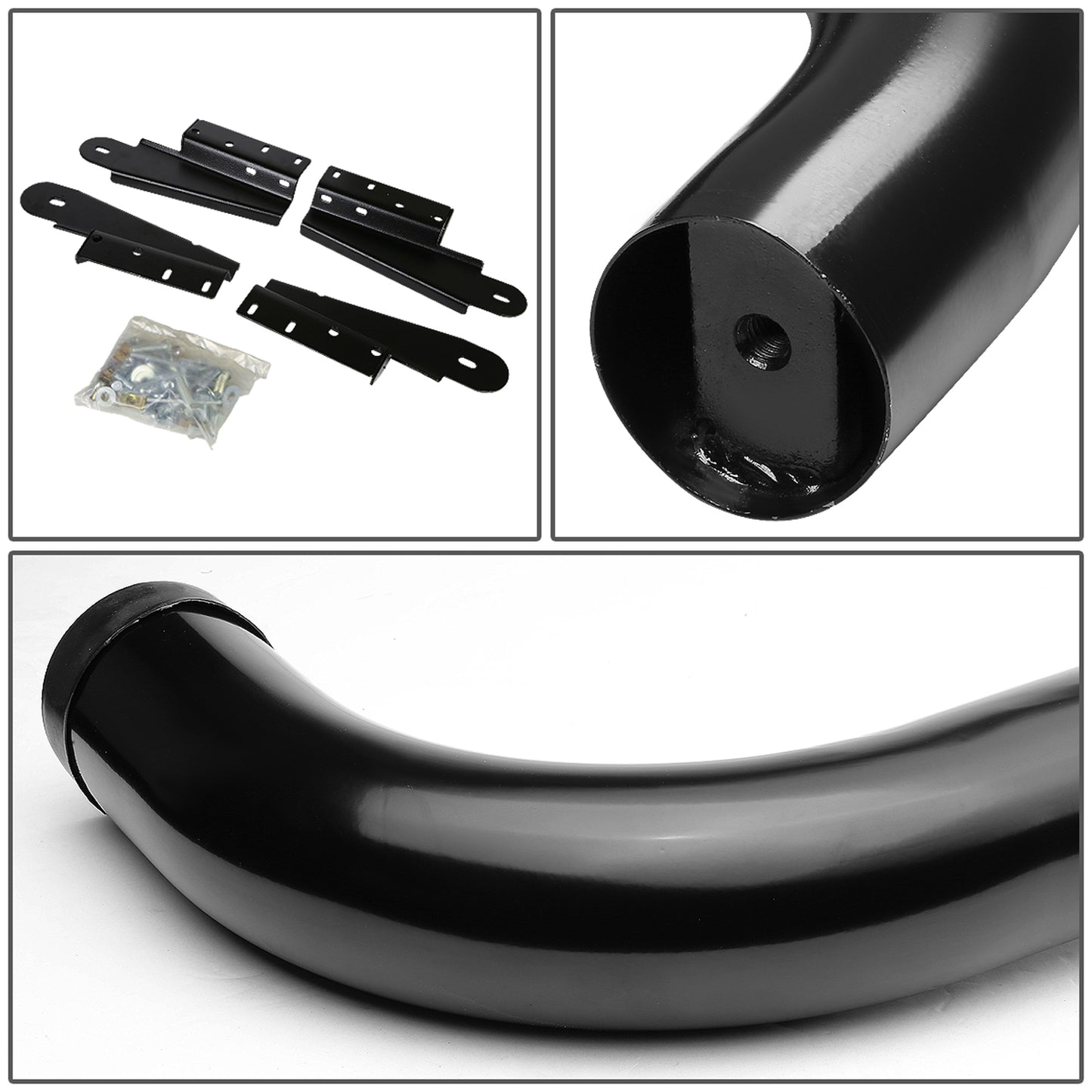 ESTRIBOS 3" - ROUND - 90 DEG - 04-08 FORD F-150 / 06-08 LINCOLN MARK LT - SUPER CREW - BLACK