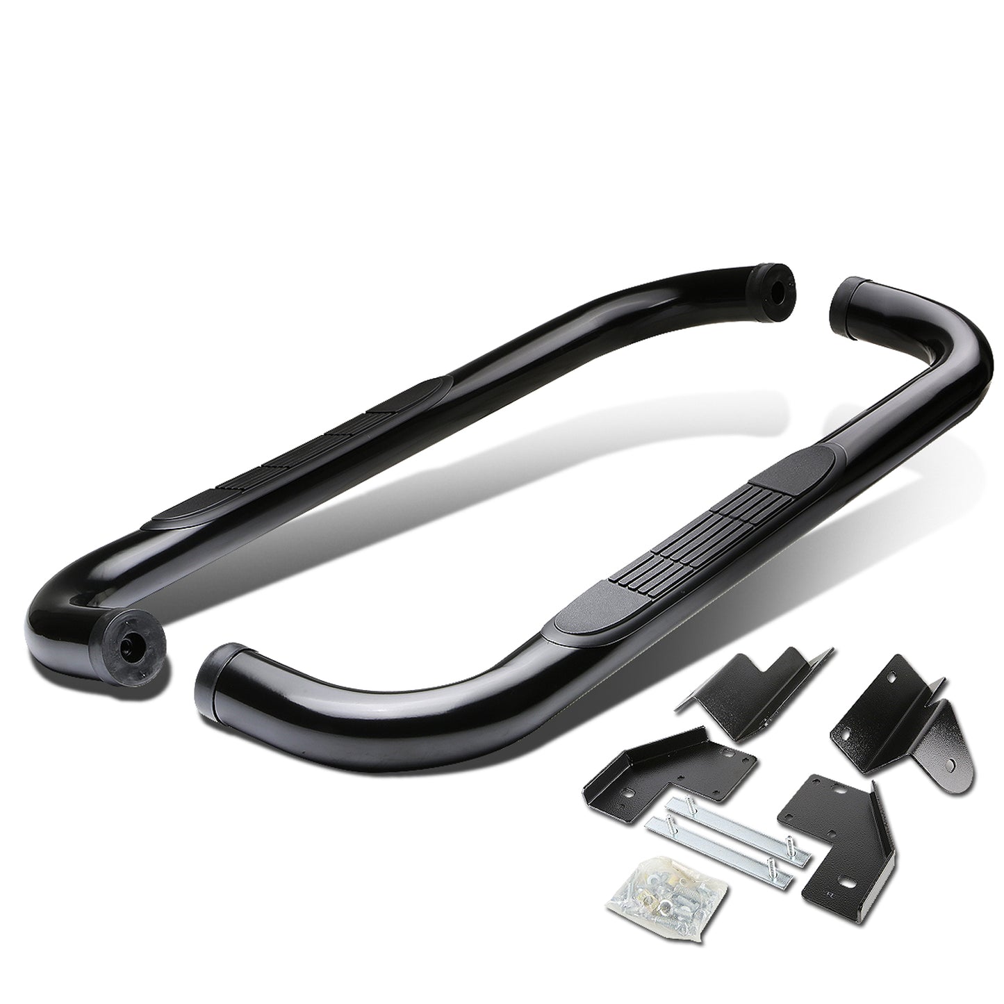 ESTRIBOS 3" - ROUND - 90 DEG - 99-16 FORD F-250, F-350 SUPER DUTY - REGULAR CAB - BLACK