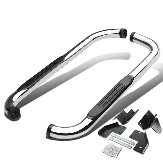 ESTRIBOS 3" - ROUND - 90 DEG - 99-16 FORD F-250, F-350 SUPER DUTY - REGULAR CAB - SILVER