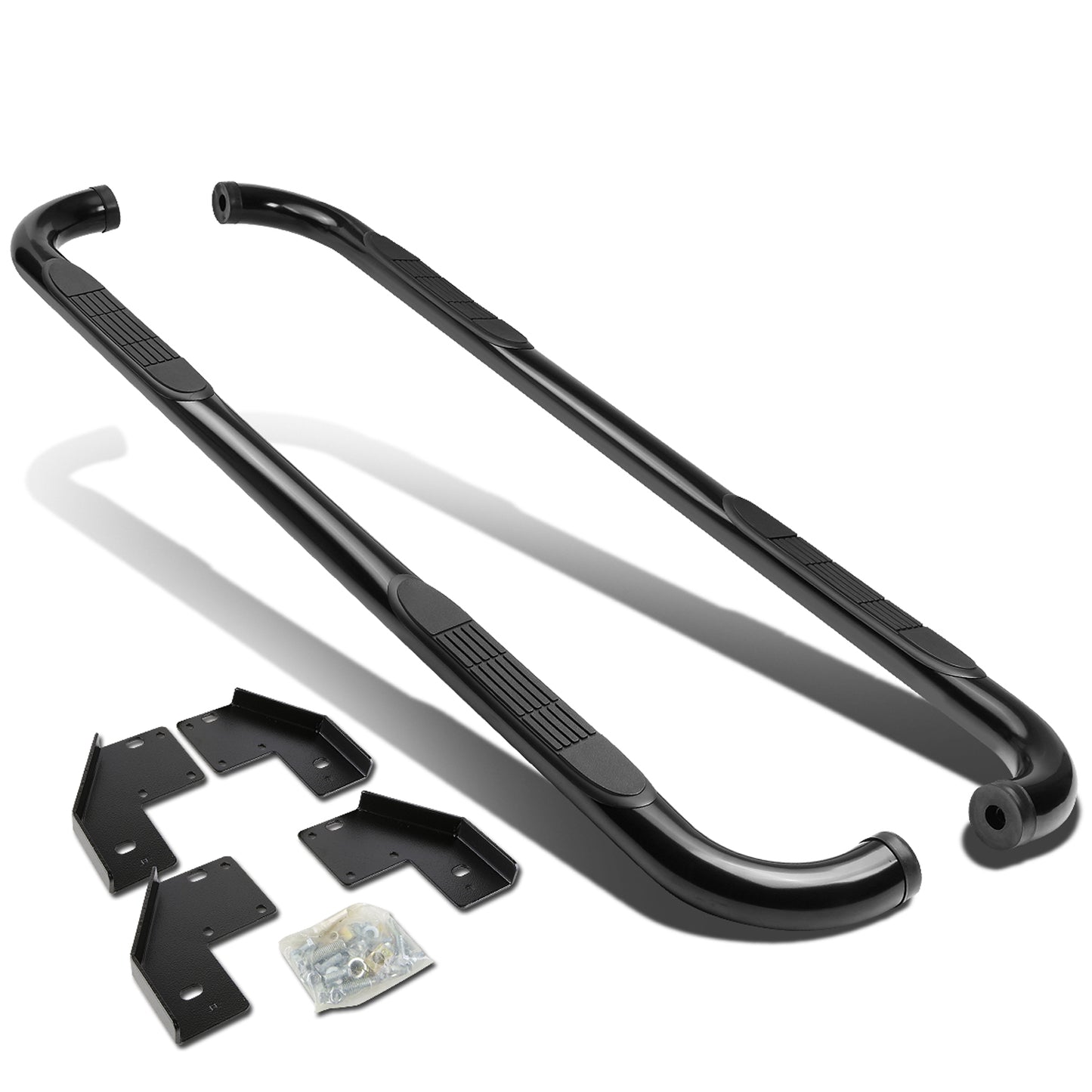 ESTRIBOS 3" - ROUND - 90 DEG - 99-16 FORD F-250, F-350 SUPER DUTY - SUPER CAB - BLACK
