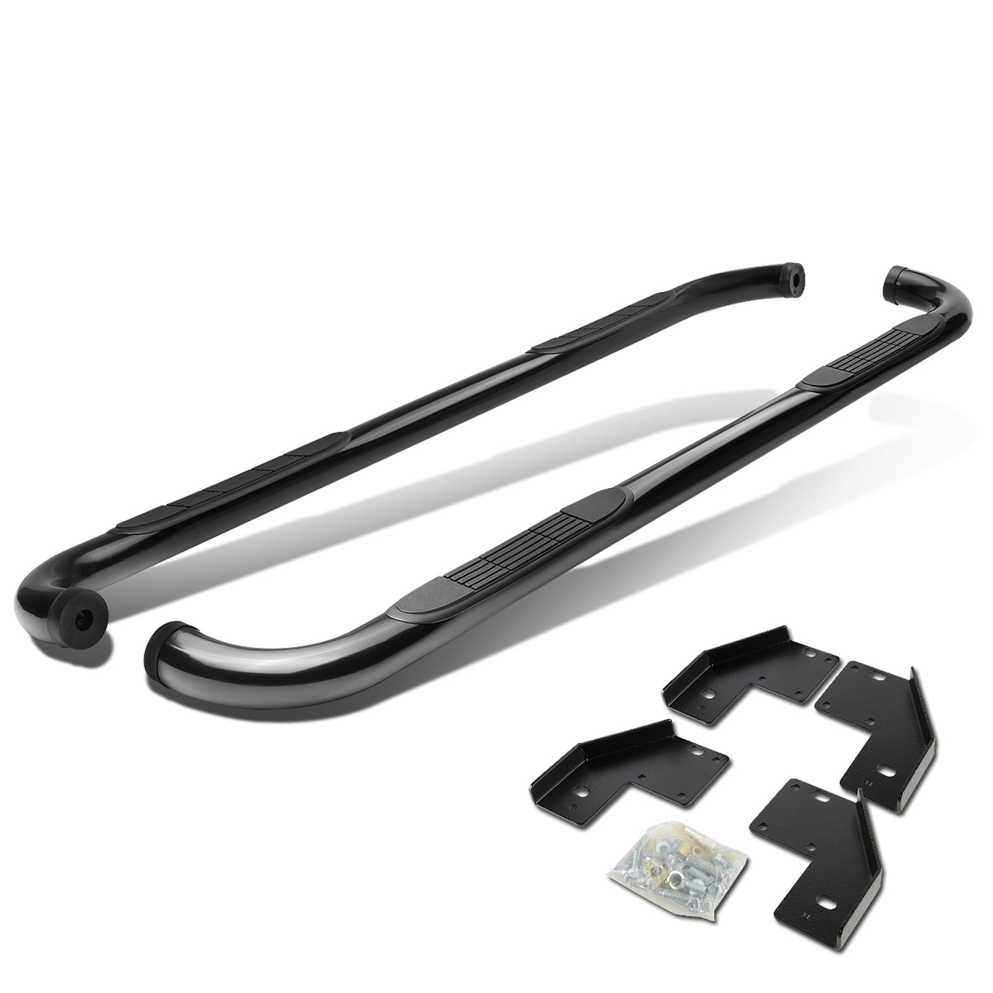 ESTRIBOS 3" - ROUND - 90 DEG - 99-16 FORD F-250, F-350 SUPER DUTY - SUPER CAB - BLACK