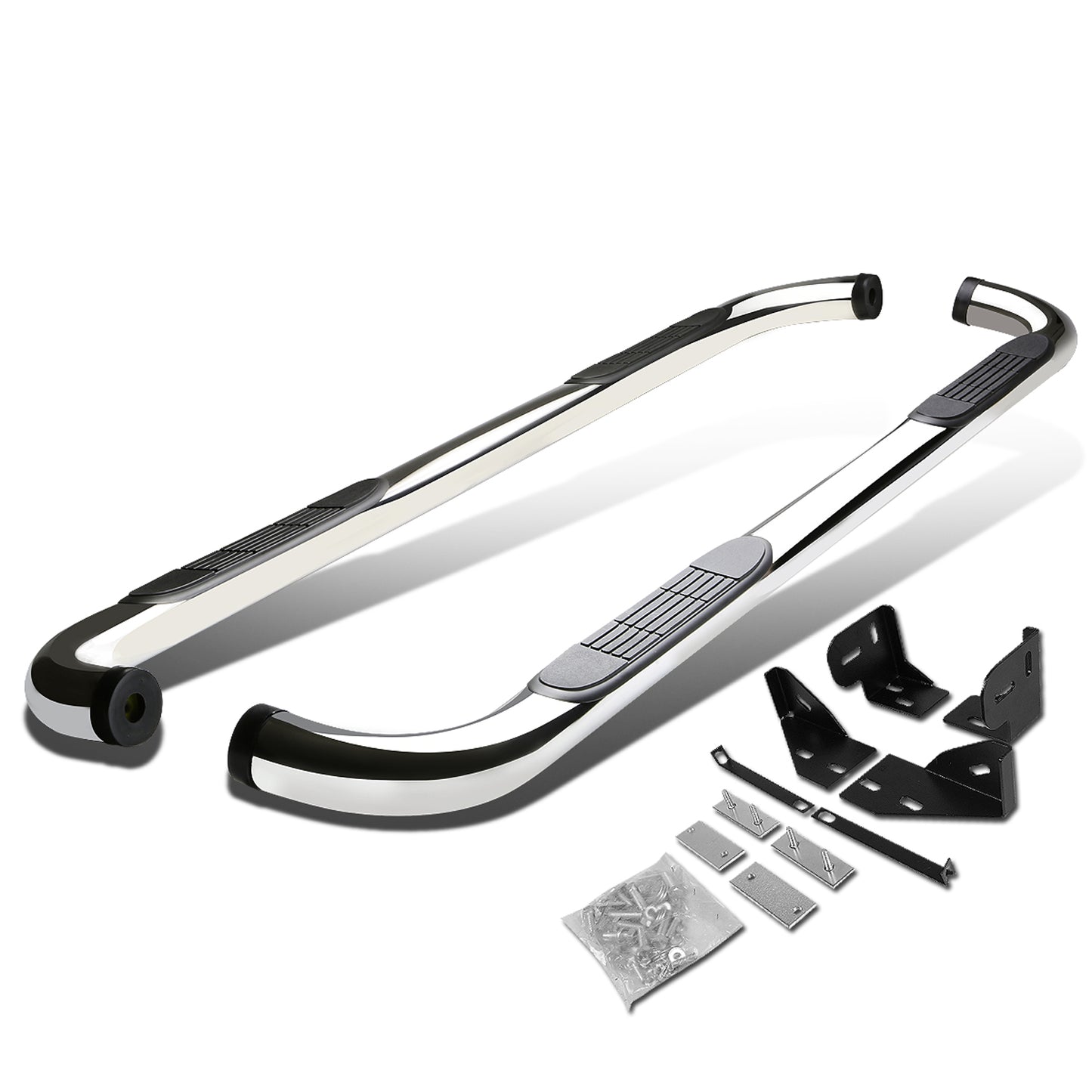 ESTRIBOS 3" - ROUND - 90 DEG - 05-10 JEEP GRAND CHEROKEE / 06-10 JEEP COMMANDER - SILVER