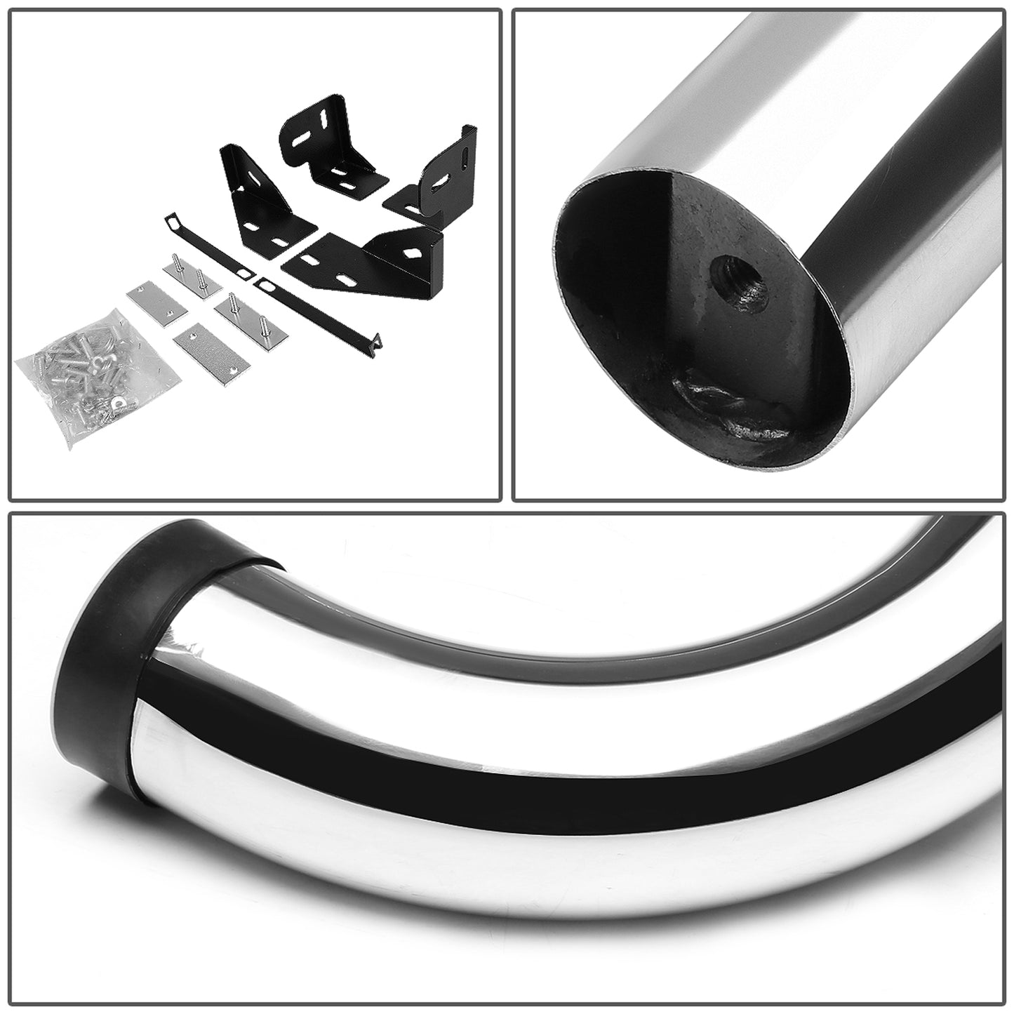 ESTRIBOS 3" - ROUND - 90 DEG - 05-10 JEEP GRAND CHEROKEE / 06-10 JEEP COMMANDER - SILVER