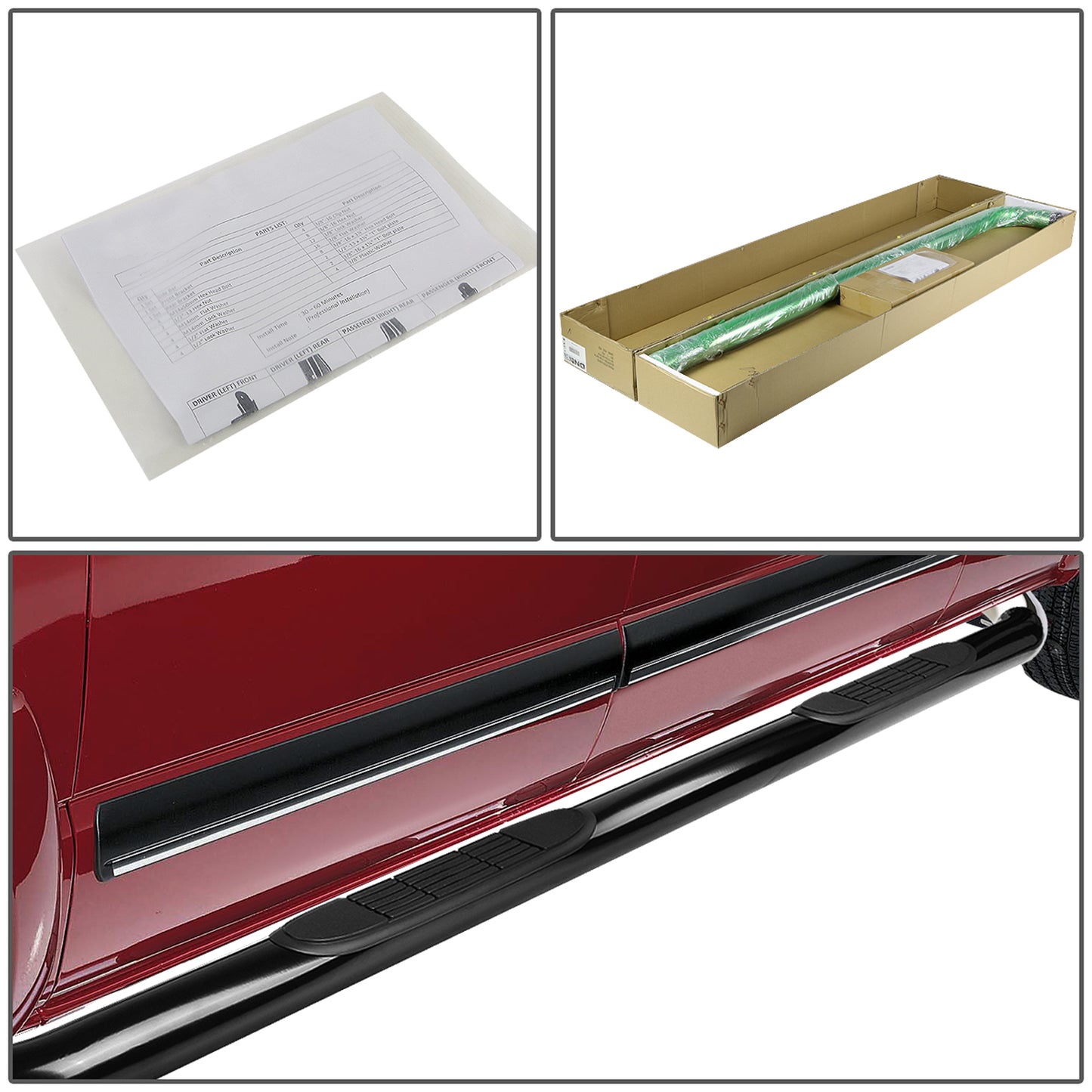 ESTRIBOS 3" - ROUND - 45 DEG - 06-12 TOYOTA RAV4 - BLACK