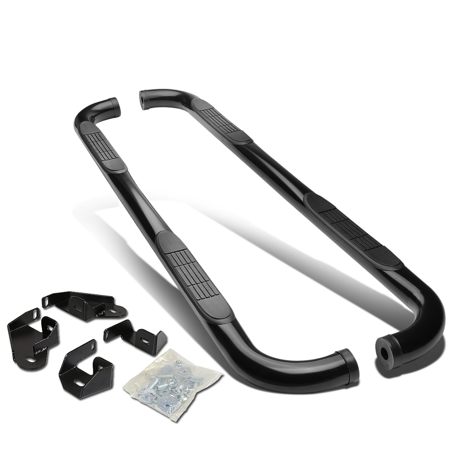ESTRIBOS 3" - ROUND - 90 DEG - 01-04 TOYOTA TACOMA - DOUBLE CAB - BLACK
