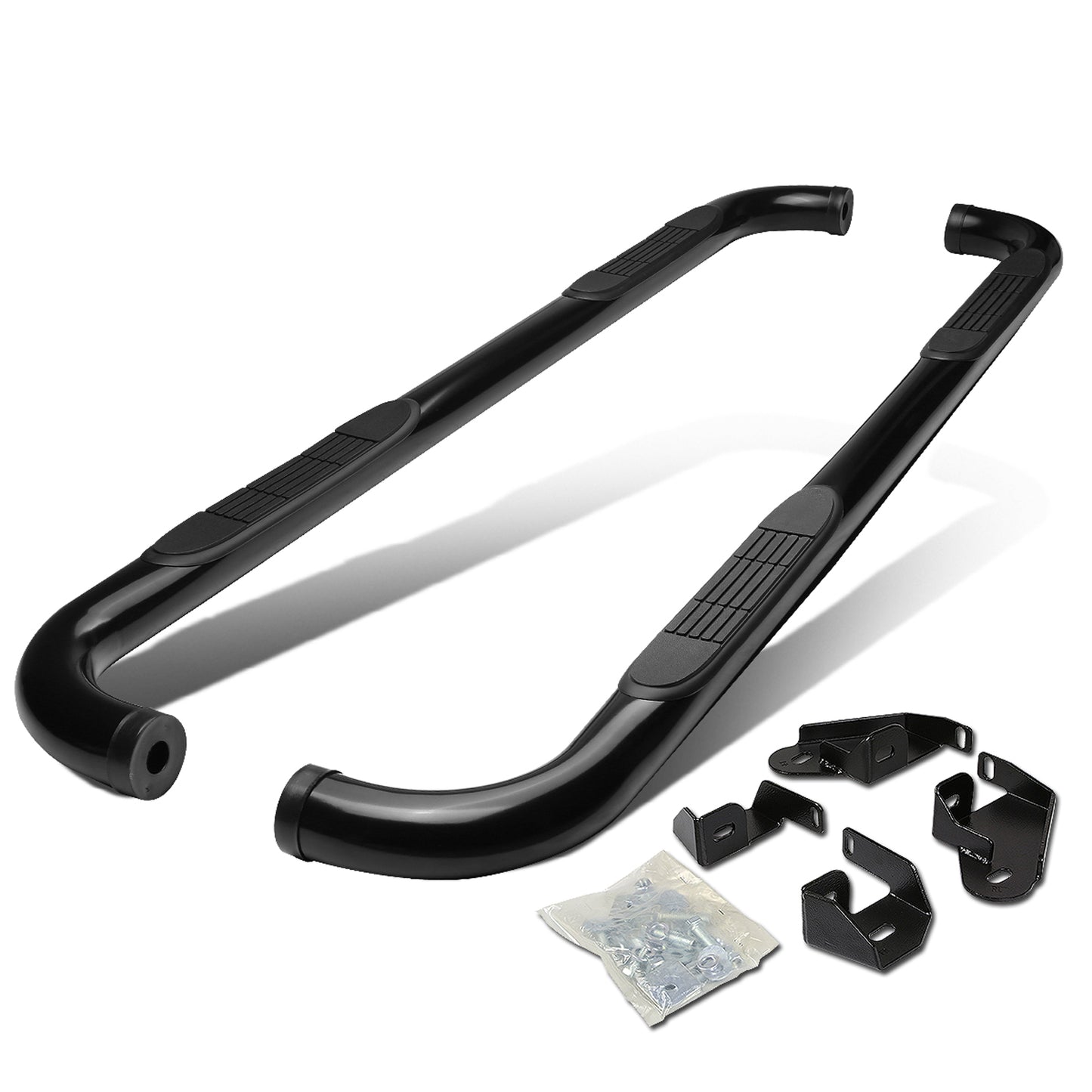 ESTRIBOS 3" - ROUND - 90 DEG - 01-04 TOYOTA TACOMA - DOUBLE CAB - BLACK