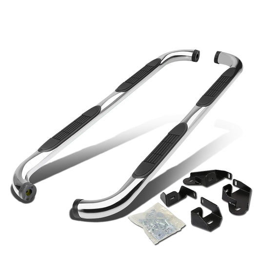 ESTRIBOS 3" - ROUND - 90 DEG - 01-04 TOYOTA TACOMA - DOUBLE CAB - SILVER