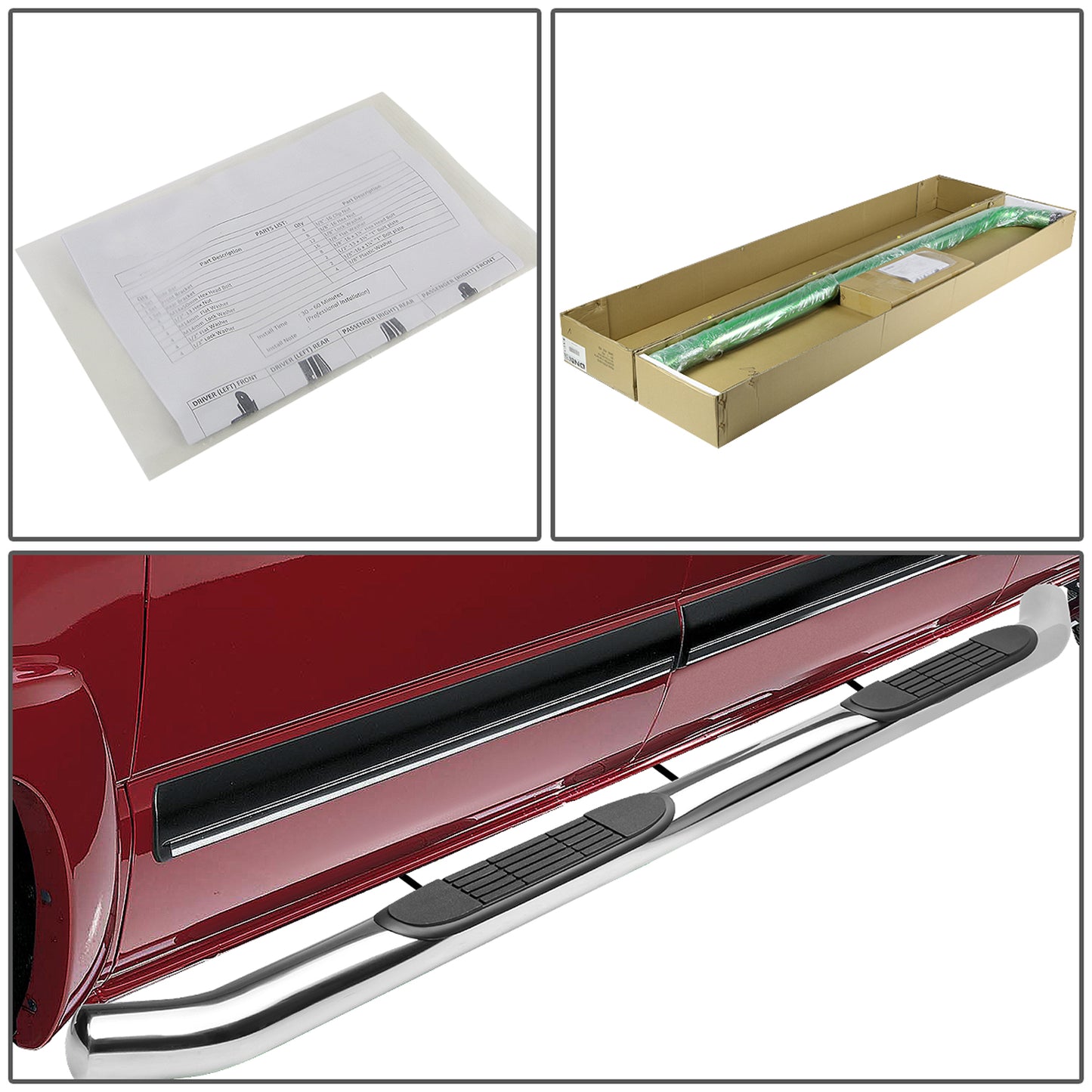 ESTRIBOS 3" - ROUND - 45 DEG - 05-20 TOYOTA TACOMA ACCESS - EXTENDED CAB - CHROME