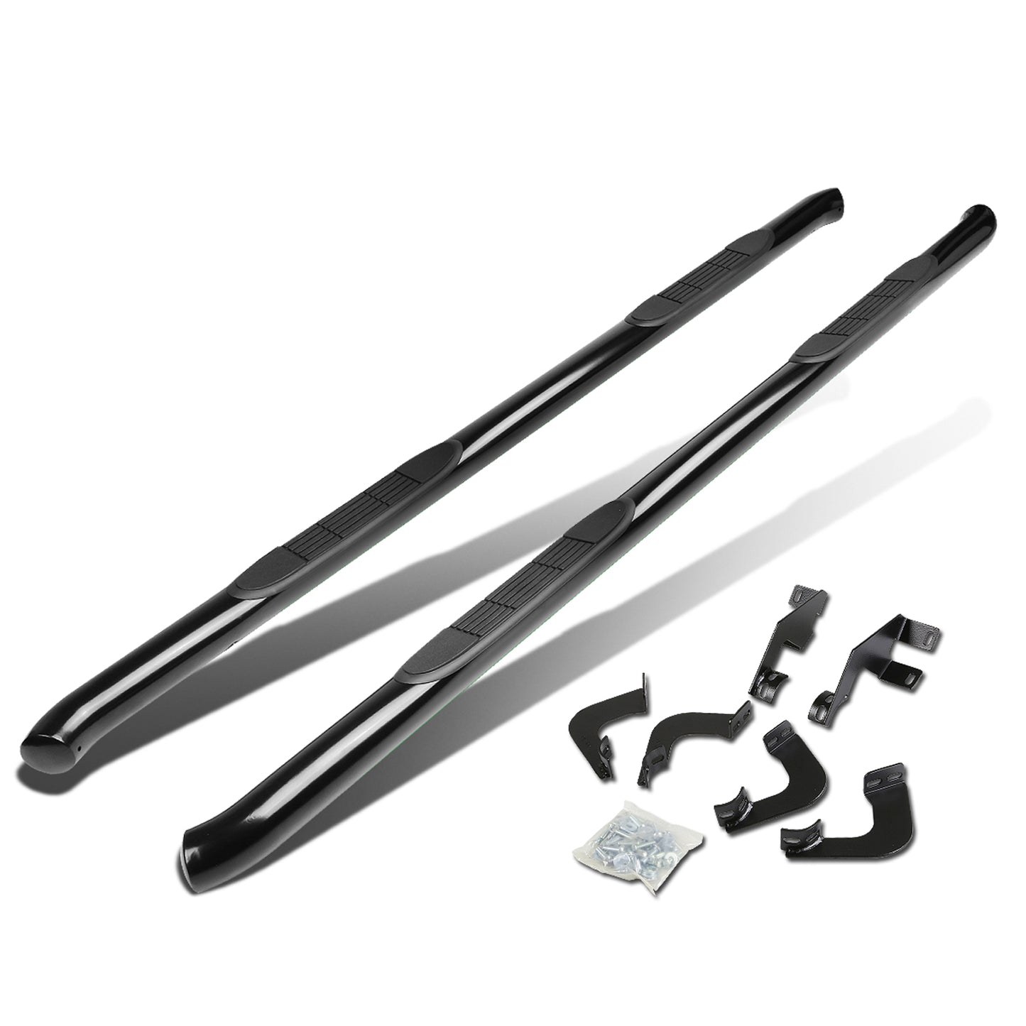 ESTRIBOS 3" - ROUND - 45 DEG - 05-20 TOYOTA TACOMA - DOUBLE CAB - BLACK