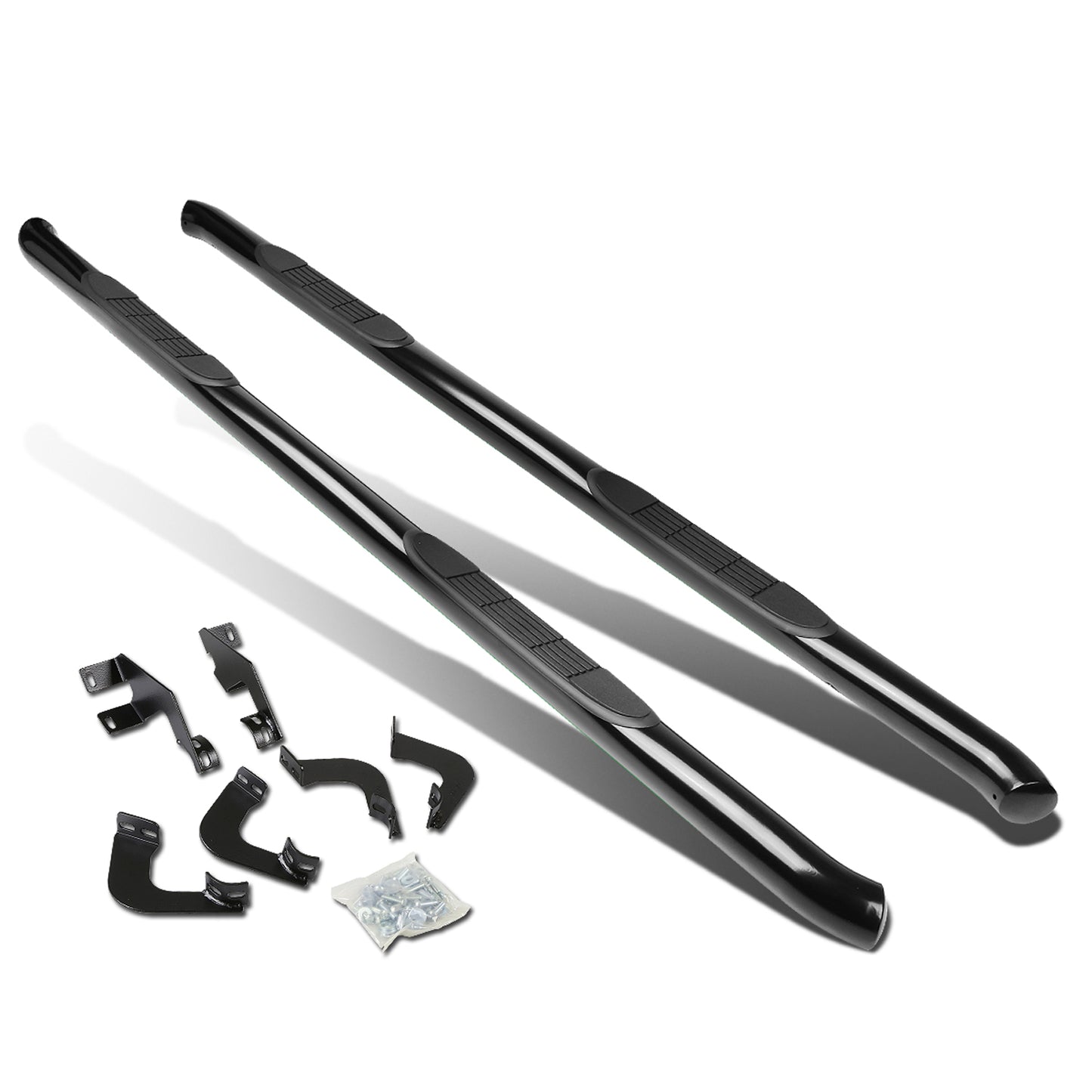 ESTRIBOS 3" - ROUND - 45 DEG - 05-20 TOYOTA TACOMA - DOUBLE CAB - BLACK