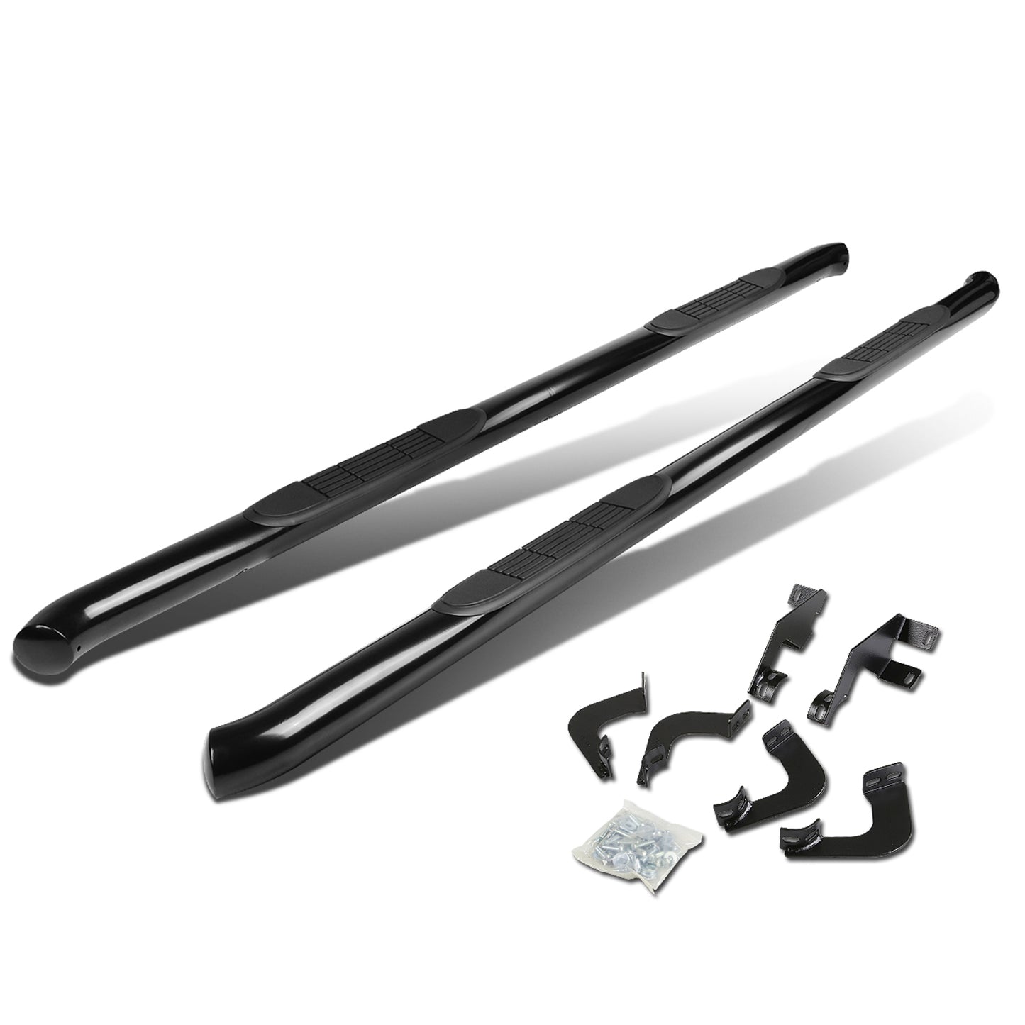 ESTRIBOS 3" - ROUND - 45 DEG - 05-20 TOYOTA TACOMA - DOUBLE CAB - BLACK