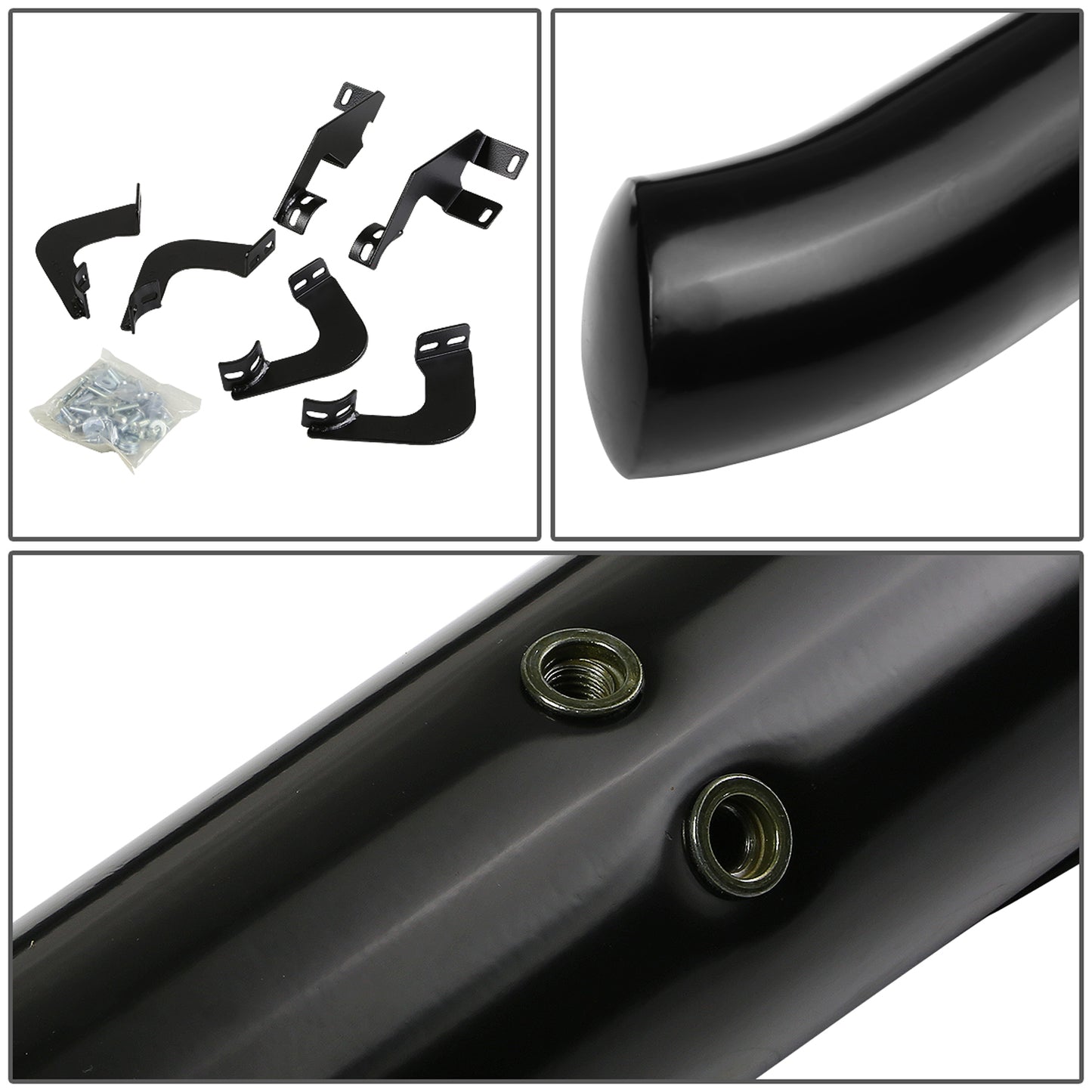 ESTRIBOS 3" - ROUND - 45 DEG - 05-20 TOYOTA TACOMA - DOUBLE CAB - BLACK