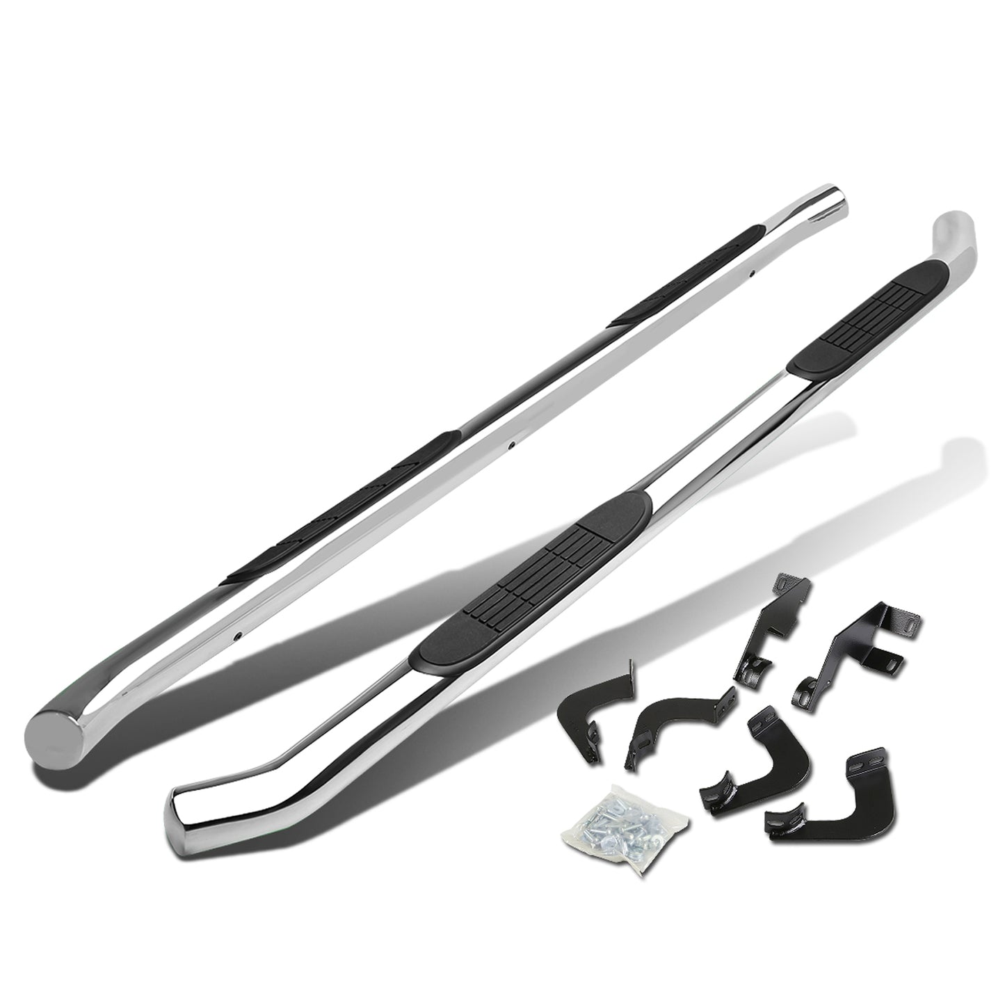 ESTRIBOS 3" - ROUND - 45 DEG - 05-16 TOYOTA TACOMA - DOUBLE CAB - SILVER