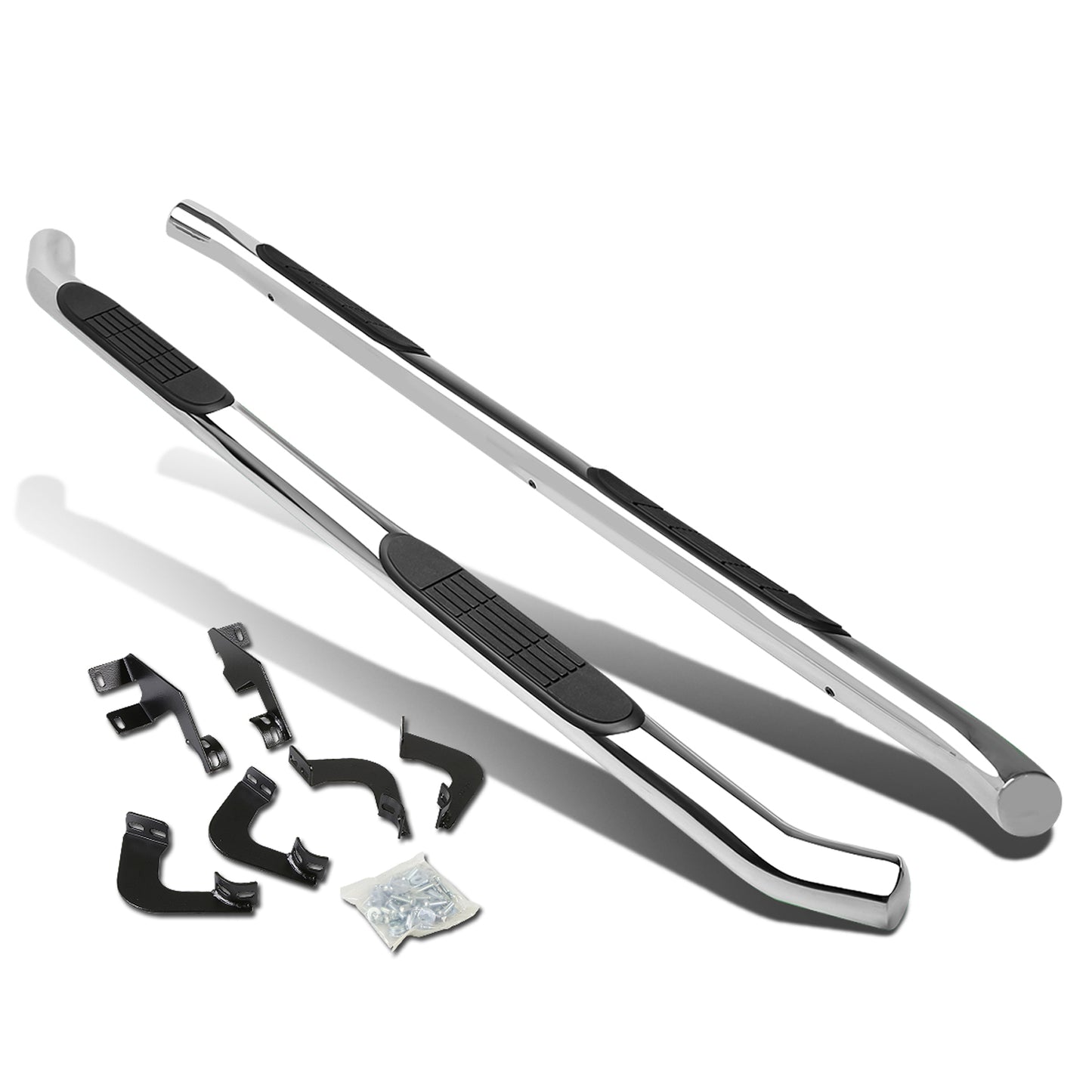 ESTRIBOS 3" - ROUND - 45 DEG - 05-16 TOYOTA TACOMA - DOUBLE CAB - SILVER