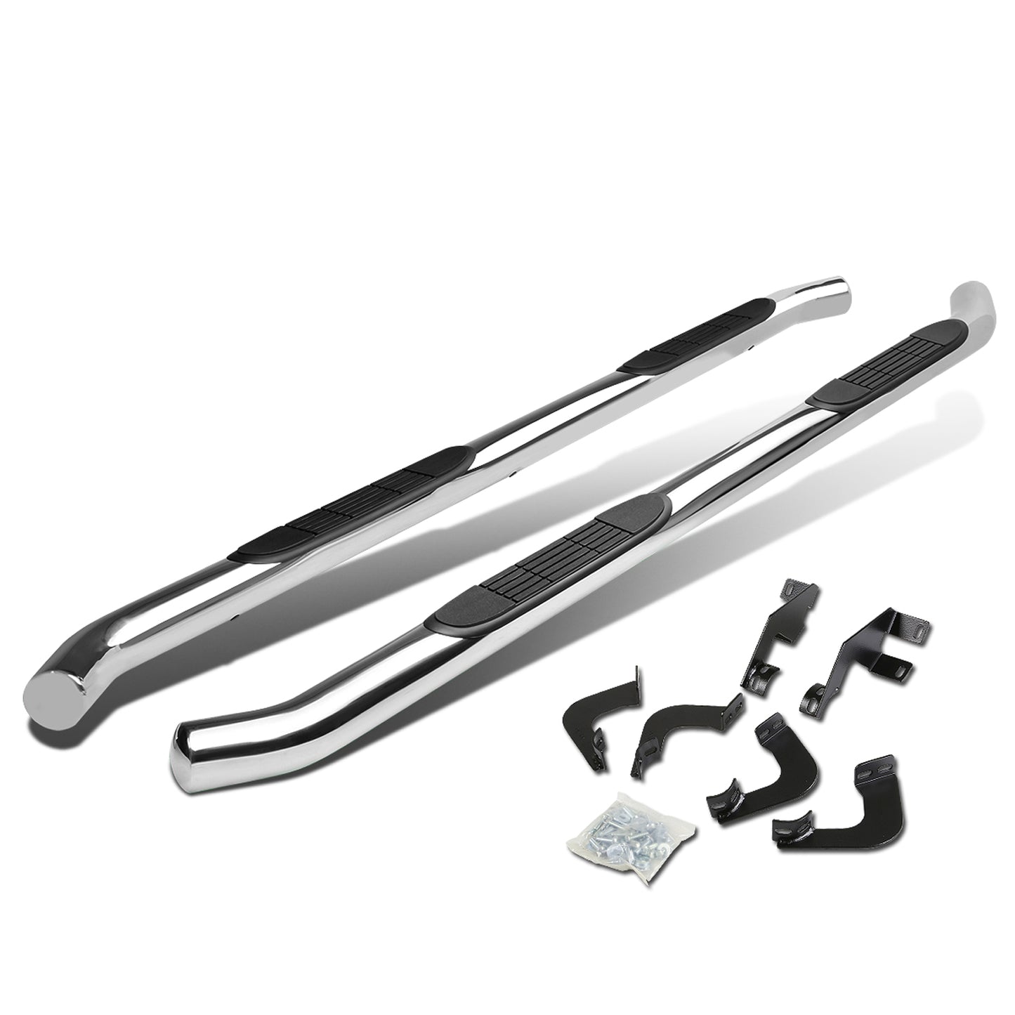 ESTRIBOS 3" - ROUND - 45 DEG - 05-16 TOYOTA TACOMA - DOUBLE CAB - SILVER