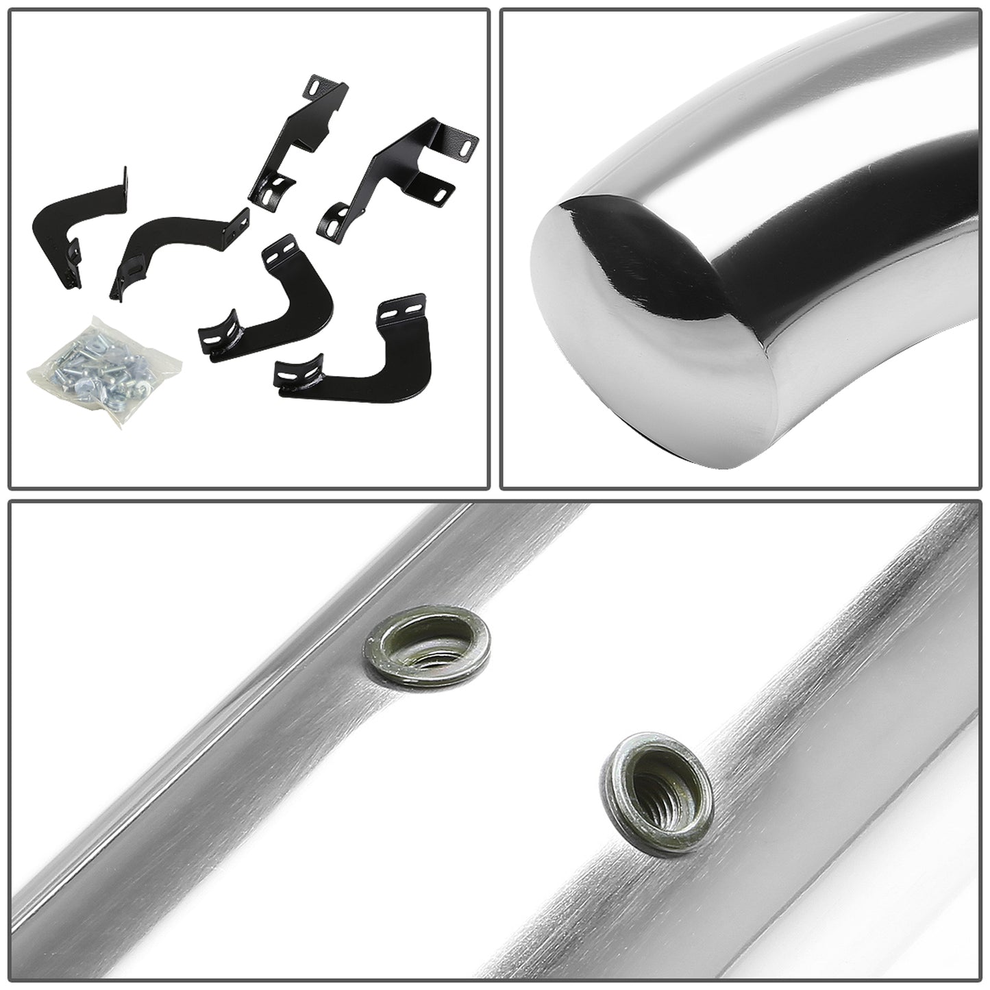 ESTRIBOS 3" - ROUND - 45 DEG - 05-16 TOYOTA TACOMA - DOUBLE CAB - SILVER