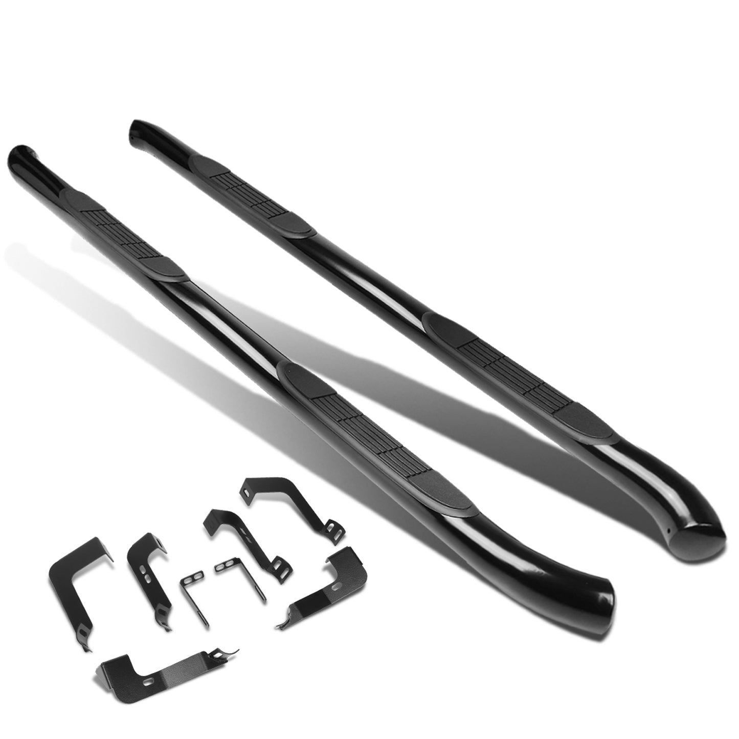 ESTRIBOS 3" - ROUND - 90 DEG - 99-15 CHEVY SILVERADO CREW CAB - BLACK