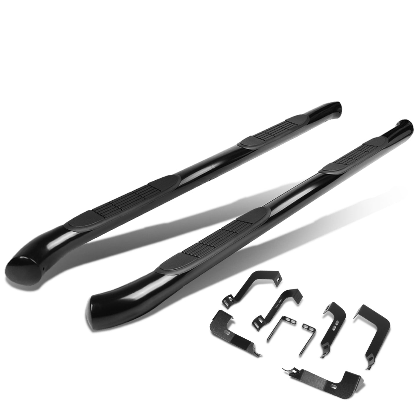 ESTRIBOS 3" - ROUND - 90 DEG - 99-15 CHEVY SILVERADO CREW CAB - BLACK