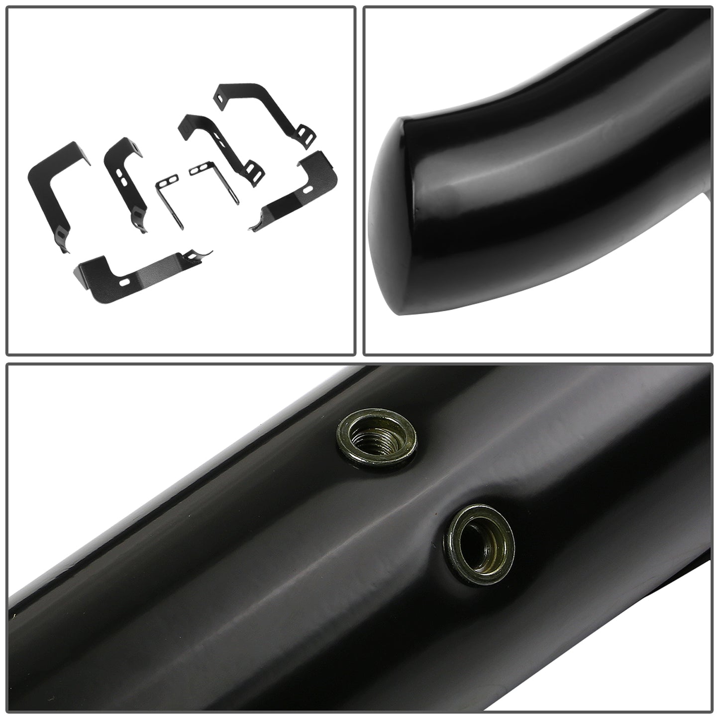 ESTRIBOS 3" - ROUND - 90 DEG - 99-15 CHEVY SILVERADO CREW CAB - BLACK