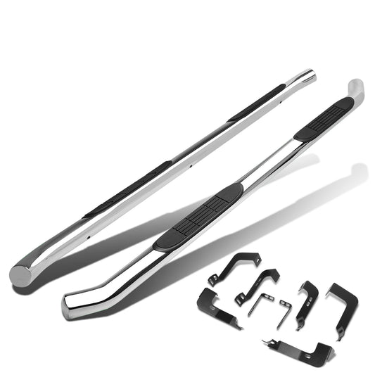 ESTRIBOS 3" - ROUND - 90 DEG - 99-15 CHEVY SILVERADO CREW CAB - SILVER