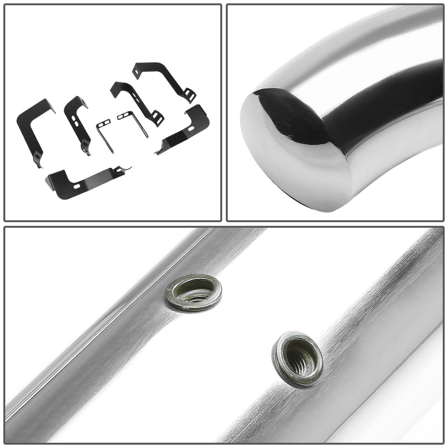 ESTRIBOS 3" - ROUND - 90 DEG - 99-15 CHEVY SILVERADO CREW CAB - SILVER
