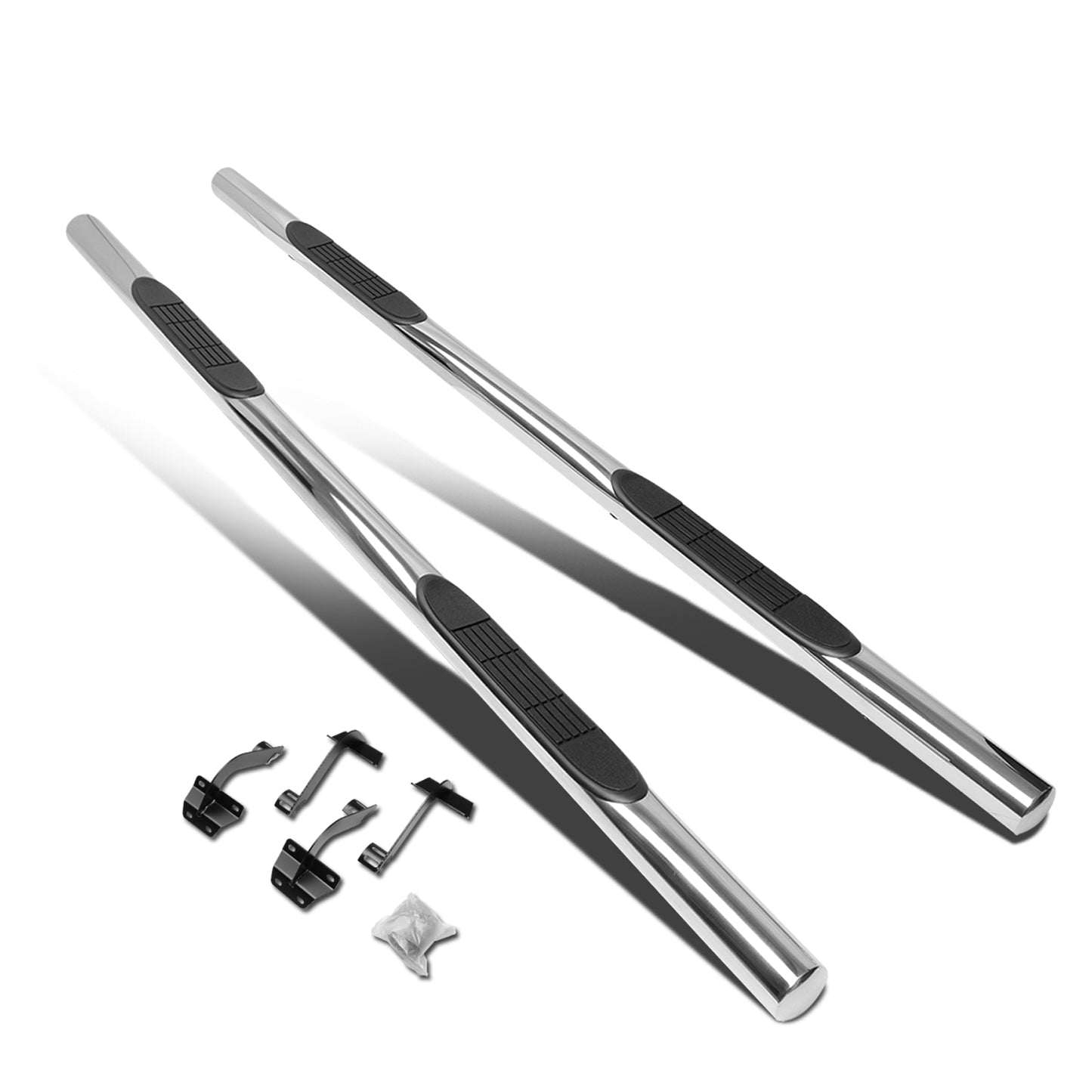 ESTRIBOS 3" - ROUND - STRAIGHT - 15-18 FORD F-150 - EXTENDED CAB - SILVER