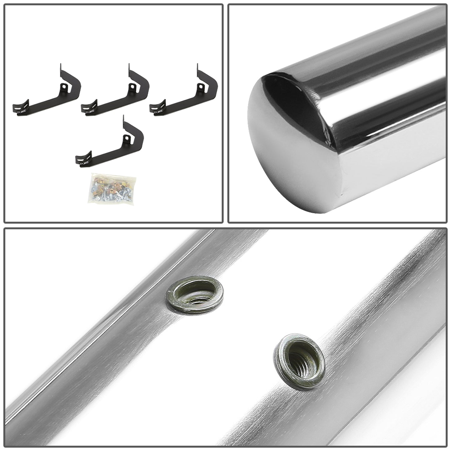 ESTRIBOS 3" - ROUND - STRAIGHT - 15-18 FORD F-150 - EXTENDED CAB - SILVER