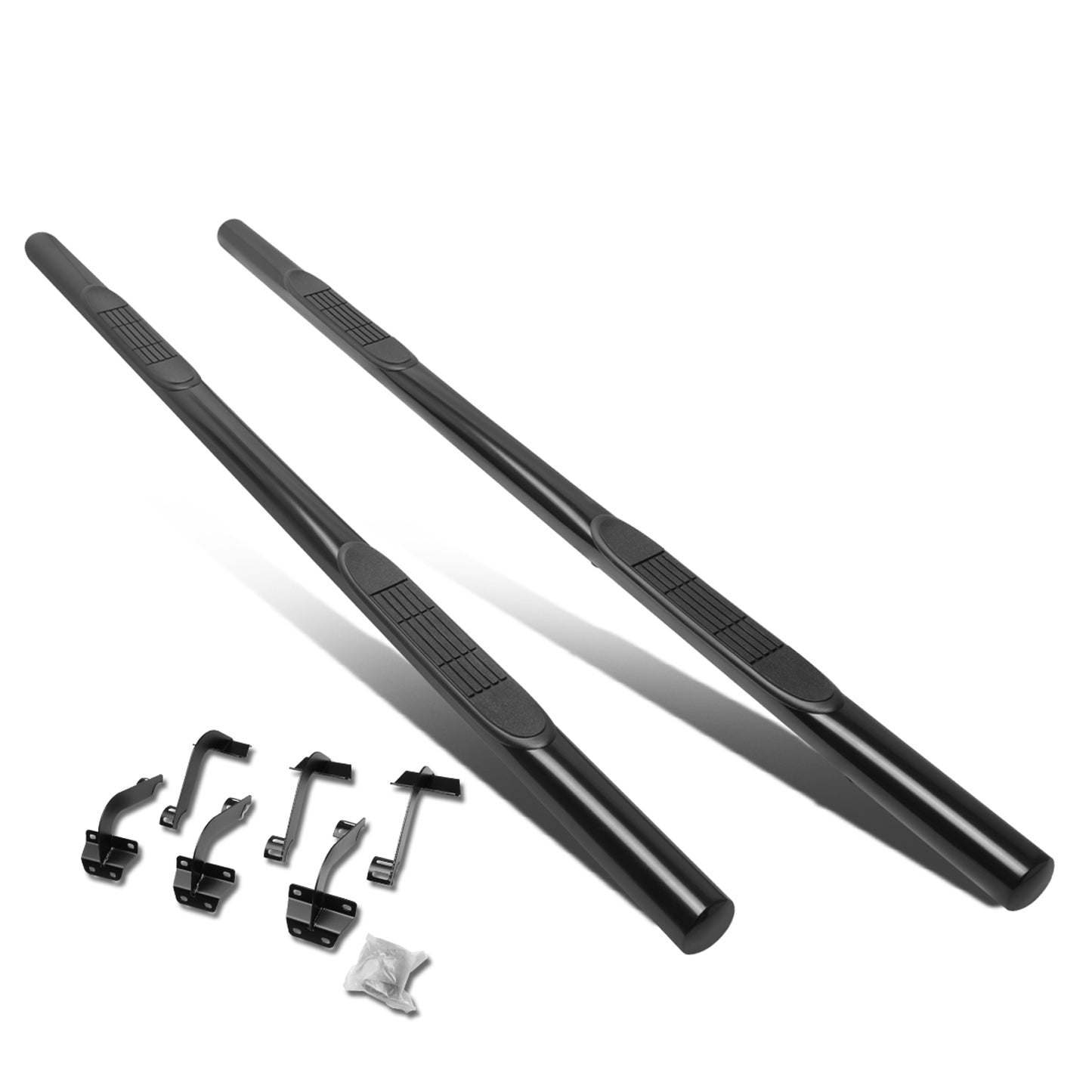 ESTRIBOS 3" - ROUND - STRAIGHT - 15-18 FORD F-150 / 17-18 F-250, F-350 - SUPER CREW CAB - BLACK