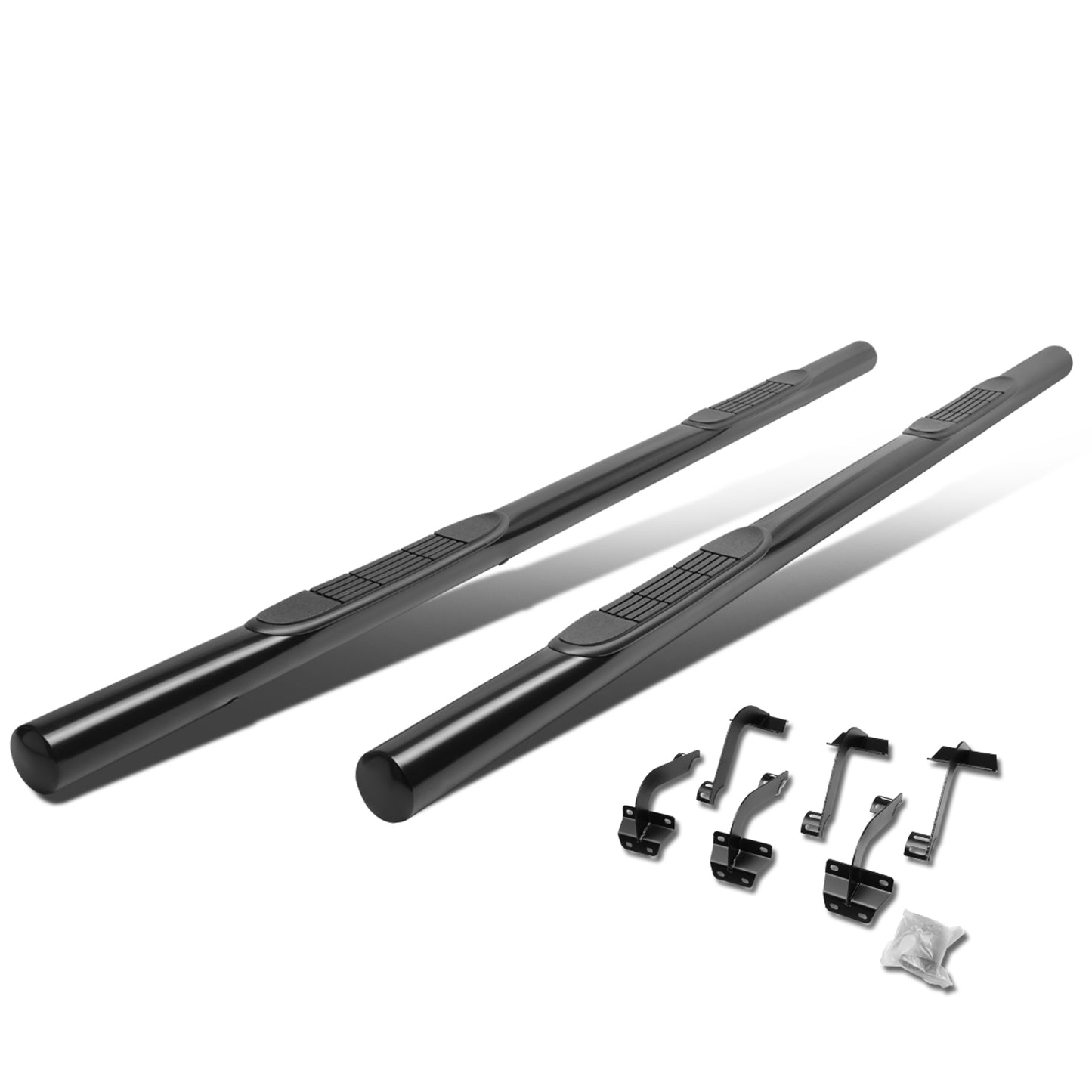 ESTRIBOS 3" - ROUND - STRAIGHT - 15-18 FORD F-150 / 17-18 F-250, F-350 - SUPER CREW CAB - BLACK