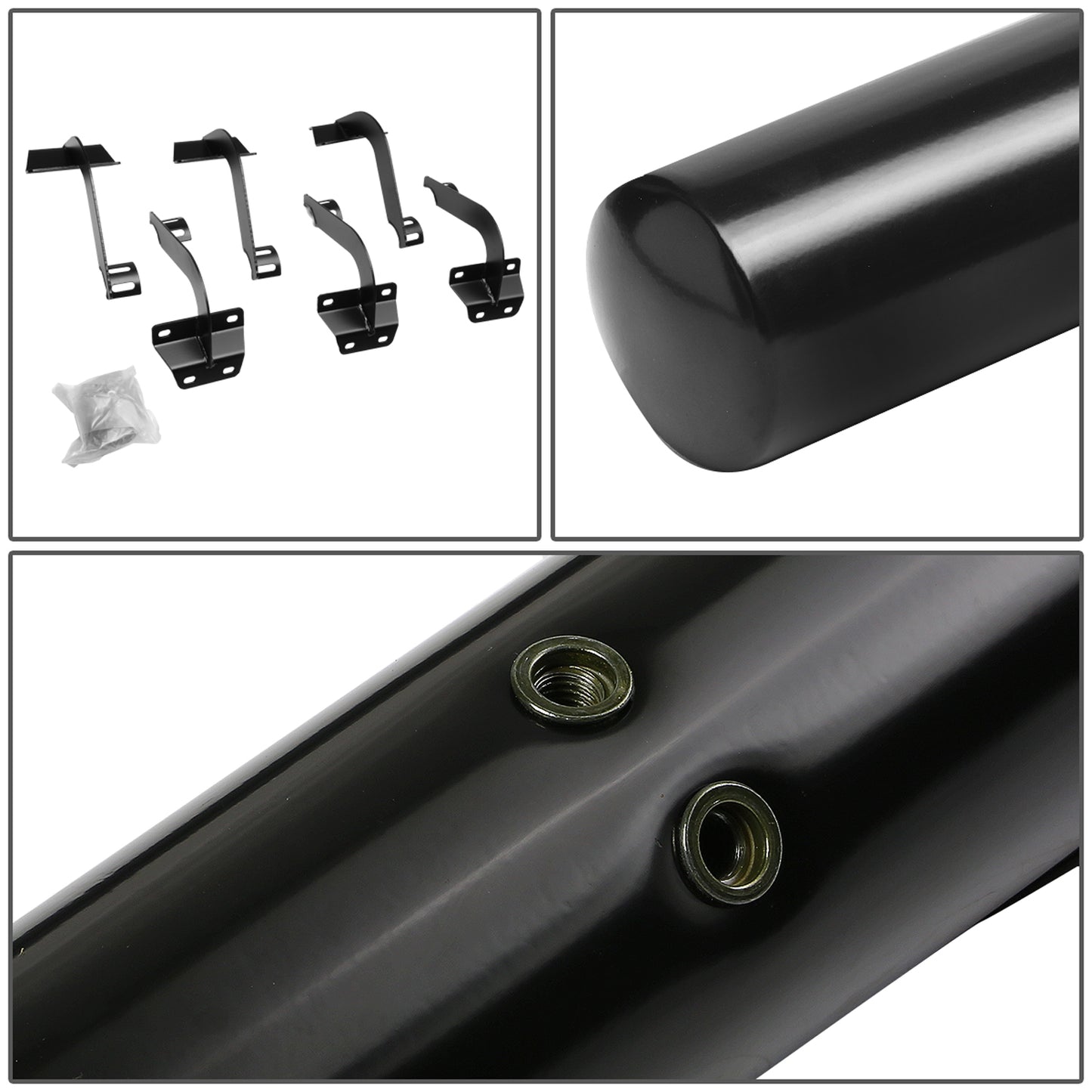 ESTRIBOS 3" - ROUND - STRAIGHT - 15-18 FORD F-150 / 17-18 F-250, F-350 - SUPER CREW CAB - BLACK