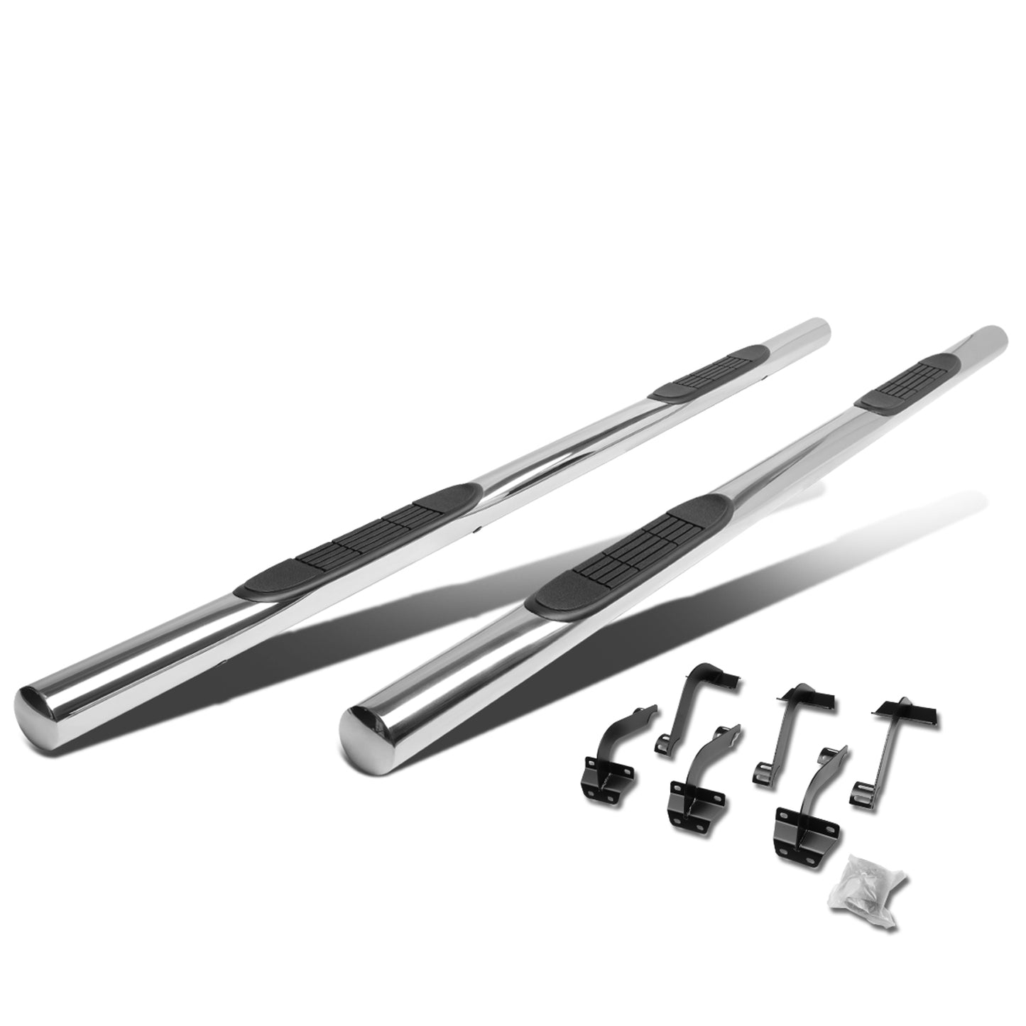 ESTRIBOS 3" - ROUND - STRAIGHT - 15-18 FORD F-150 / 17-18 F-250, F-350 - SUPER CREW CAB - SILVER