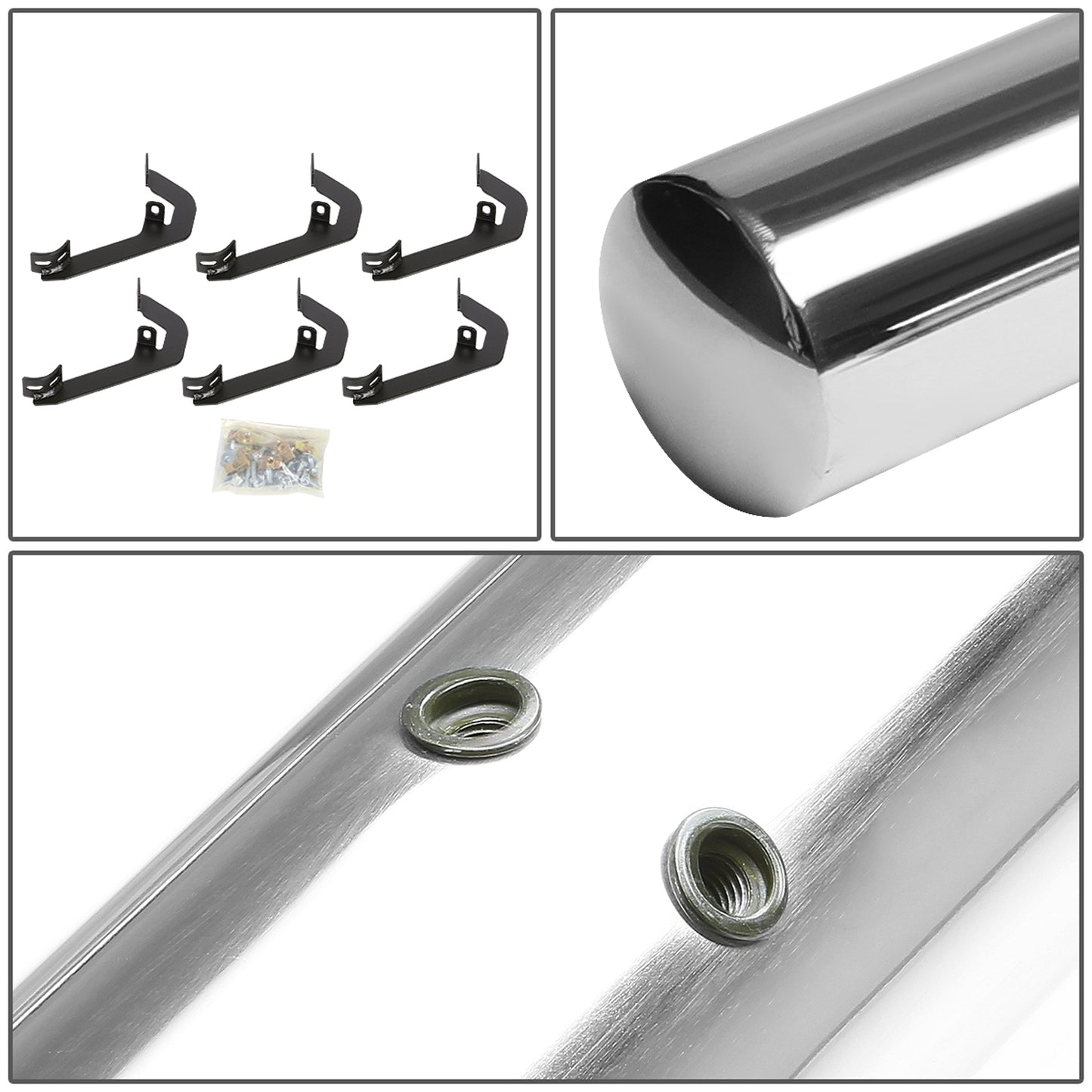 ESTRIBOS 3" - ROUND - STRAIGHT - 15-18 FORD F-150 / 17-18 F-250, F-350 - SUPER CREW CAB - SILVER