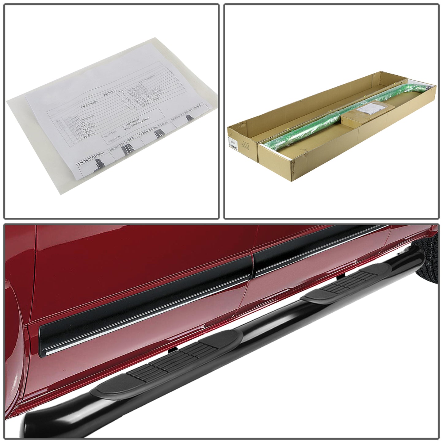 ESTRIBOS 3" - ROUND - STRAIGHT - 19-20 TOYOTA RAV4 - BLACK