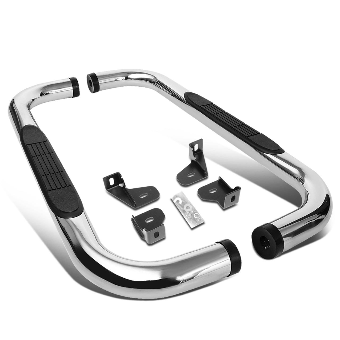 ESTRIBOS 3" - ROUND - 90 DEG - 19-20 CHEVY SILVERADO - REGULAR CAB - SILVER